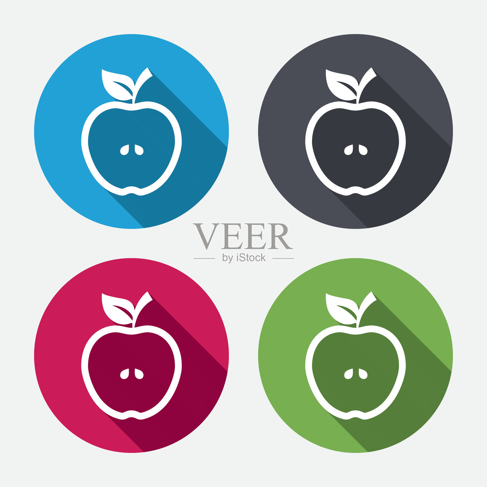 苹果标志图标。水果与叶子的象征。图标素材