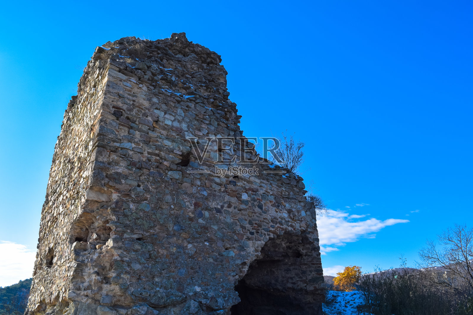 Strumica堡垒遗址和考古遗址(沙皇塔)照片摄影图片