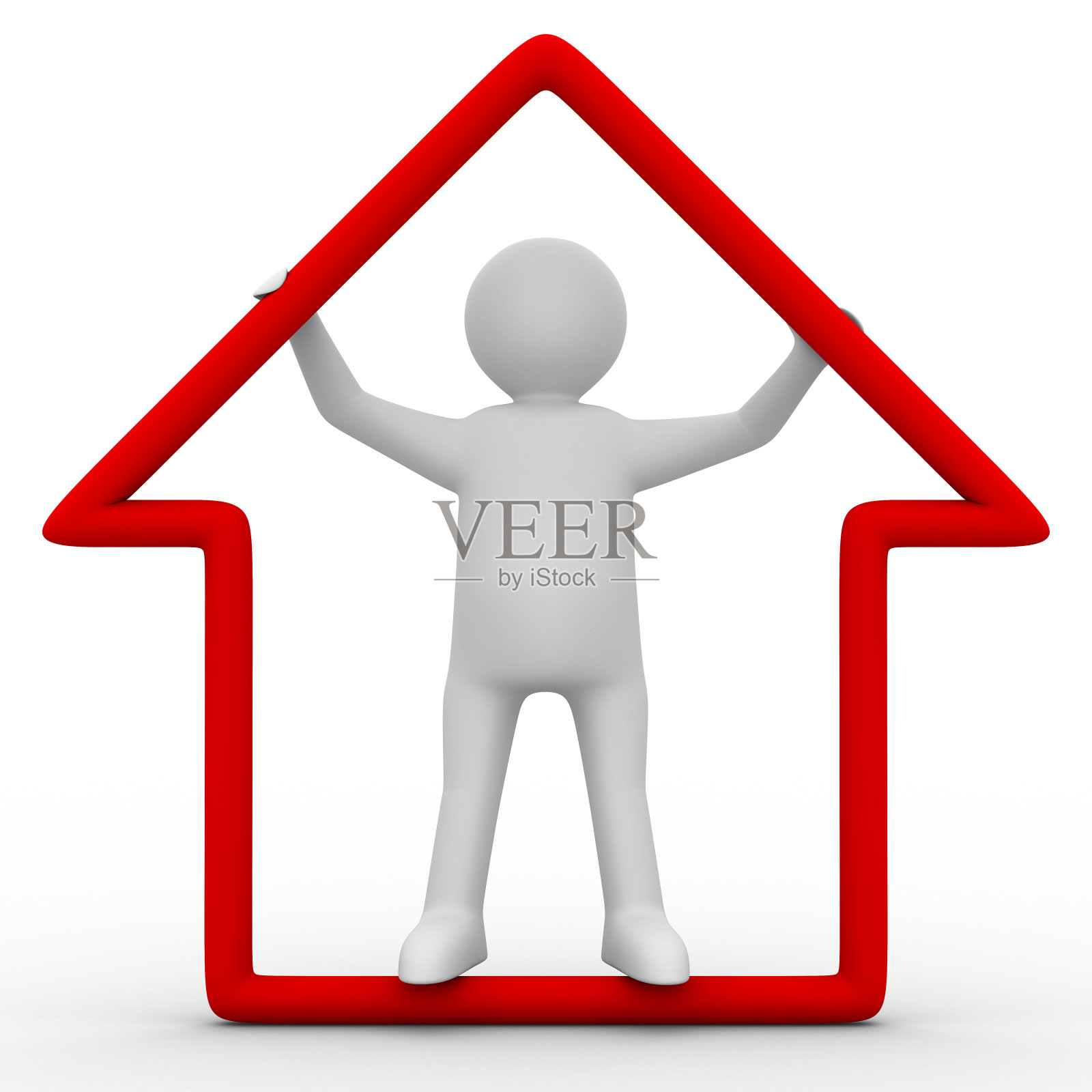 男人把家握在手里。孤立的三维图像照片摄影图片