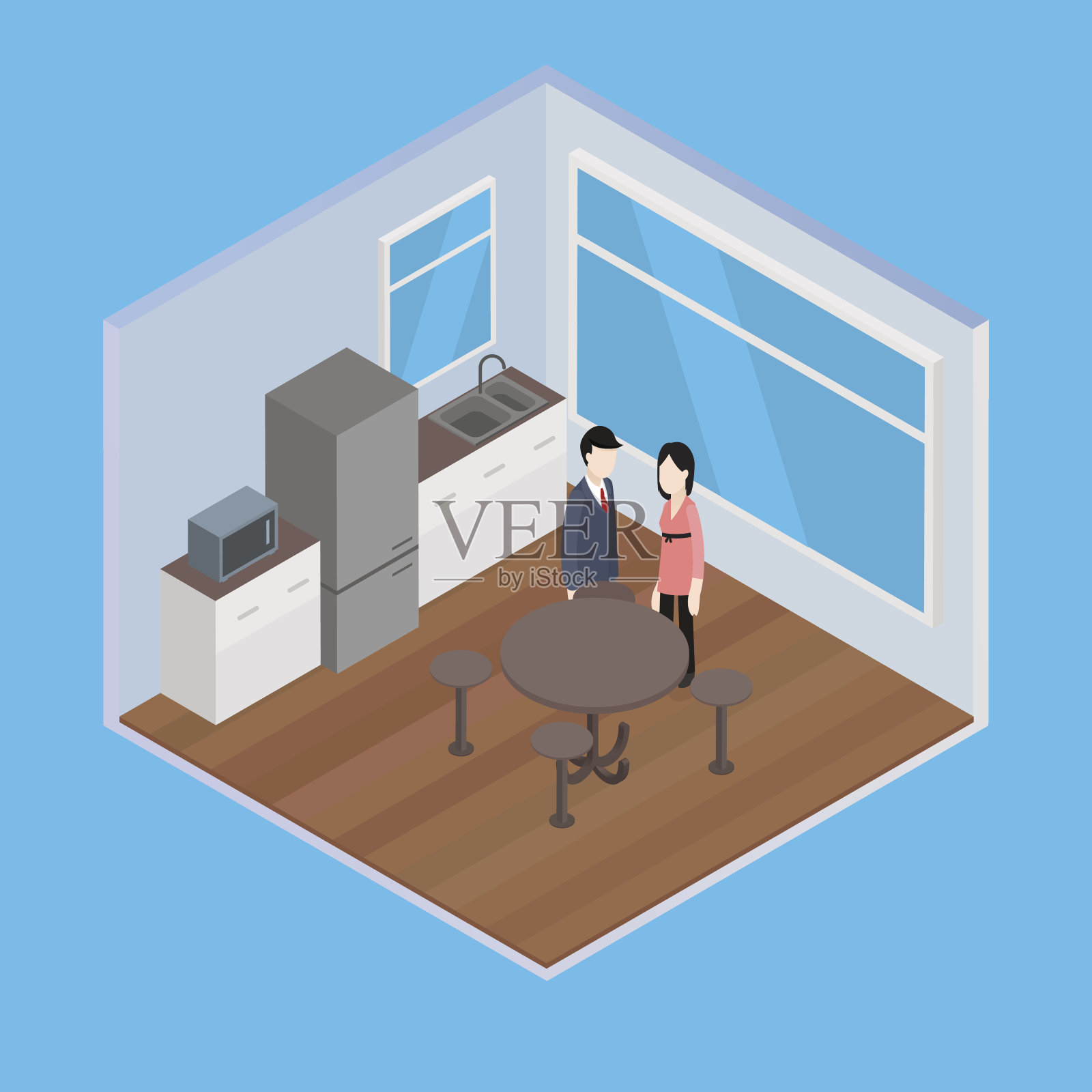 等距的房间插画图片素材