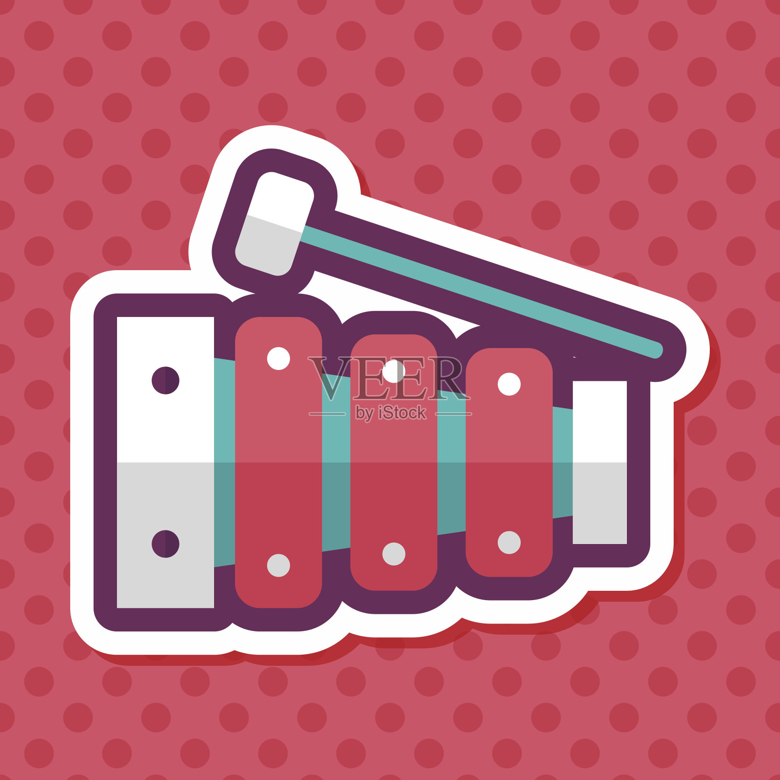 木琴平面图标与长影子,eps10插画图片素材