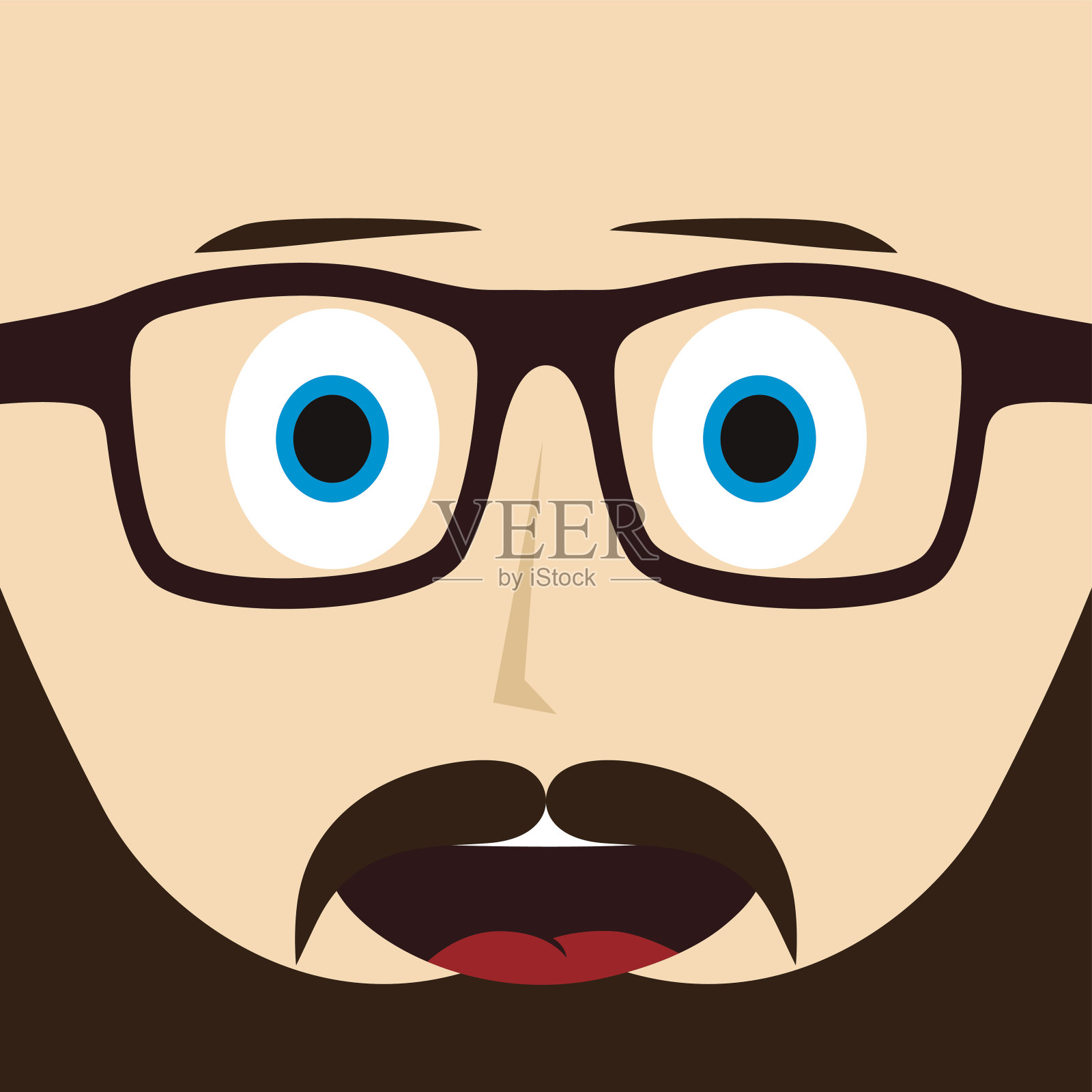 极客胡子家伙卡通人物插画图片素材