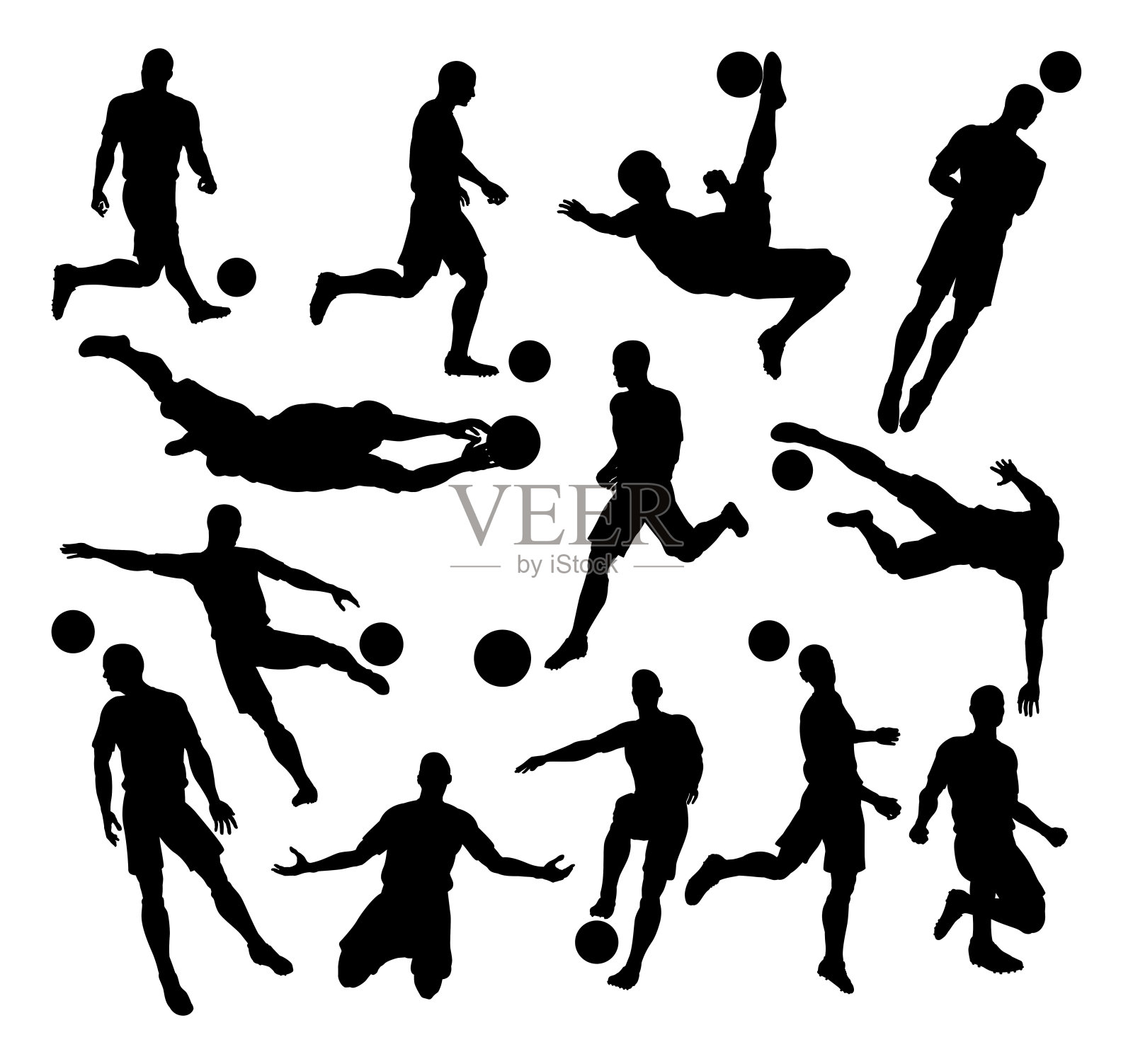 足球运动员剪影插画图片素材