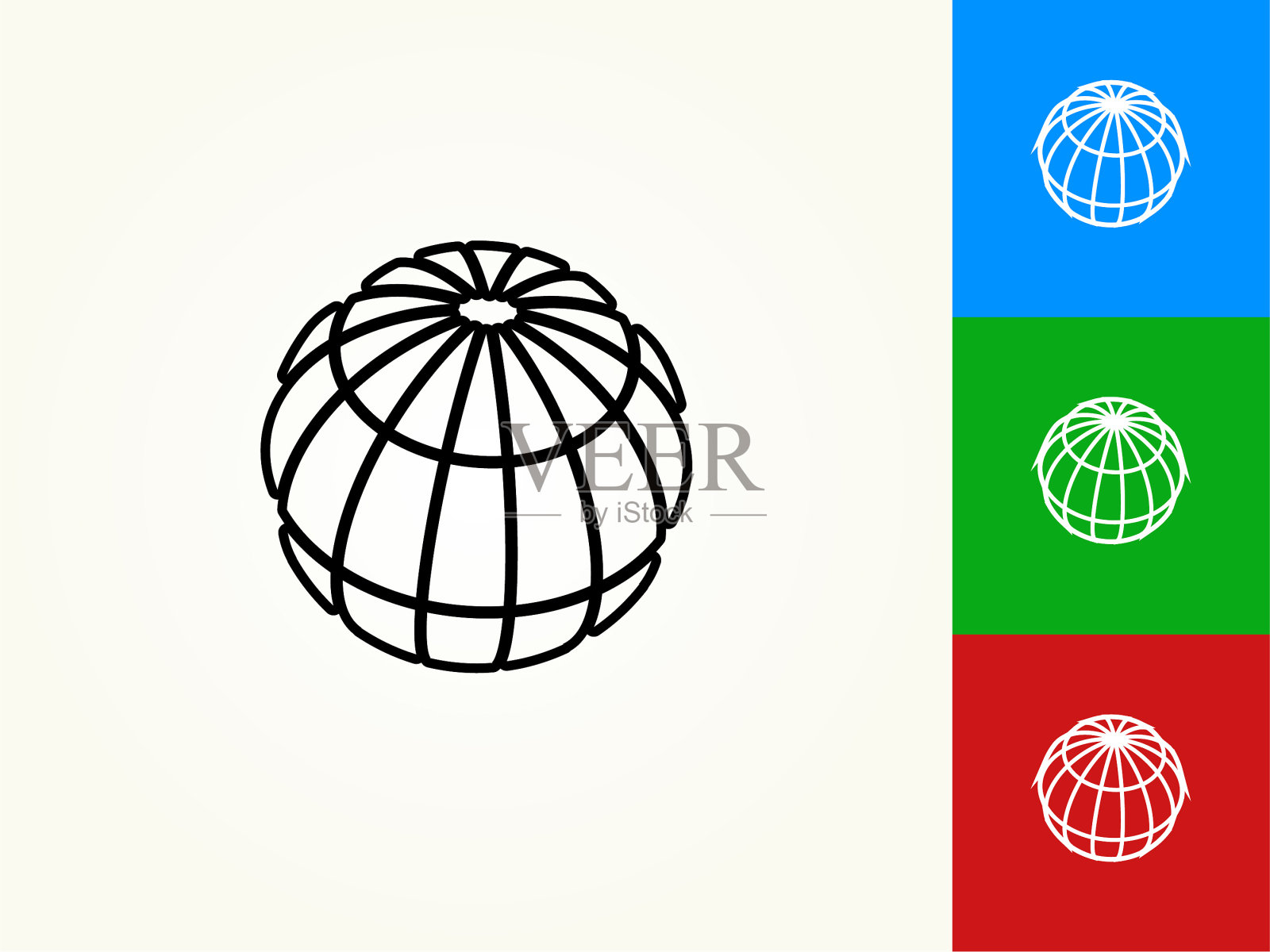 球体黑色描边线性图标插画图片素材