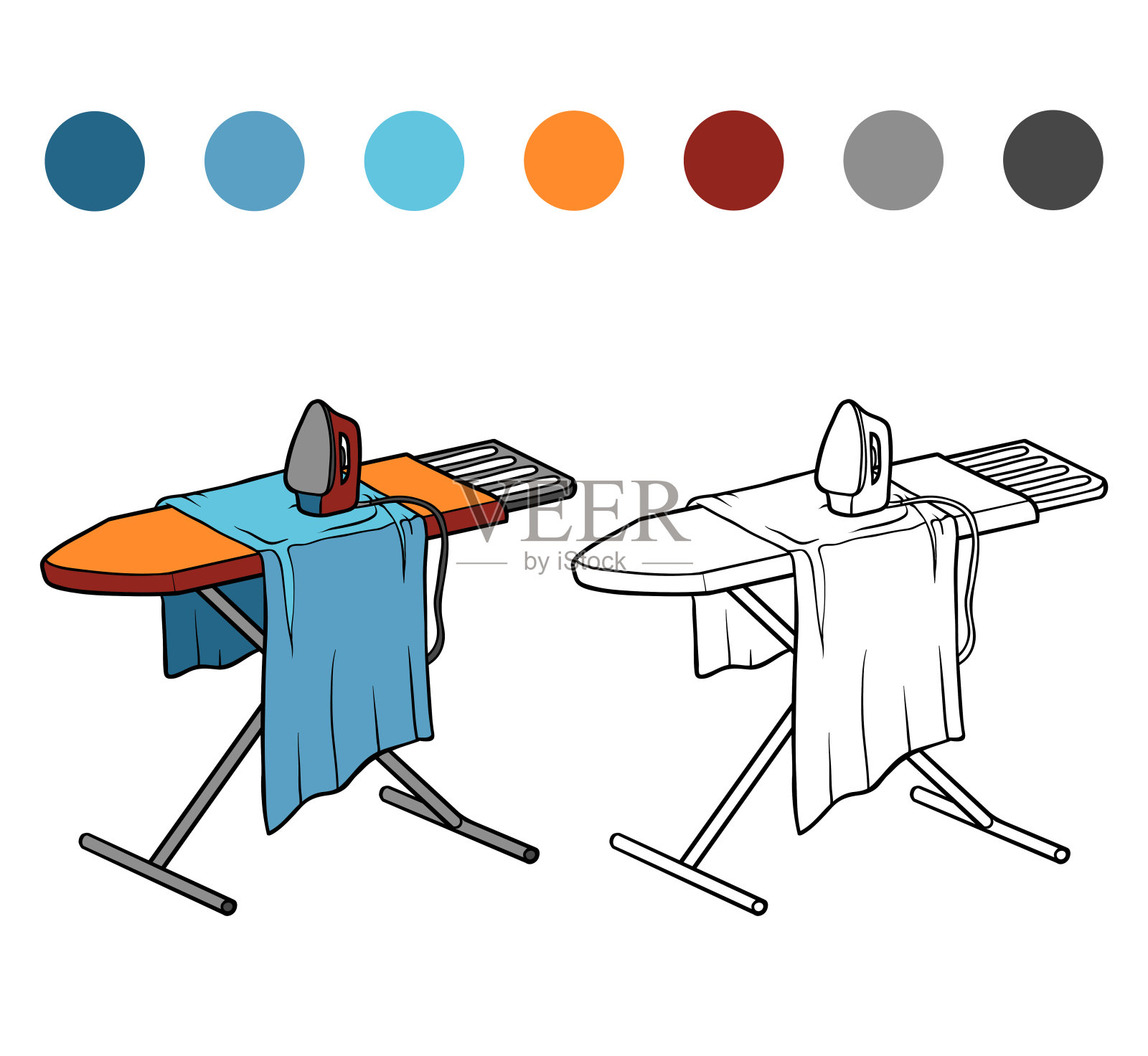 涂色书,烫衣板插画图片素材