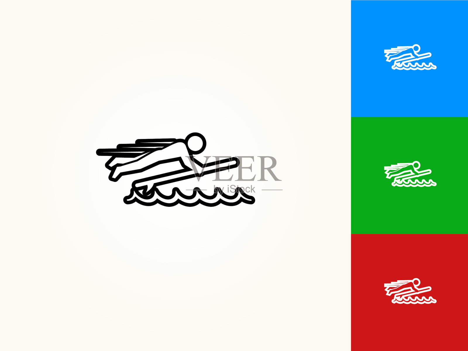 棍图和冲浪板黑色描边线性图标插画图片素材