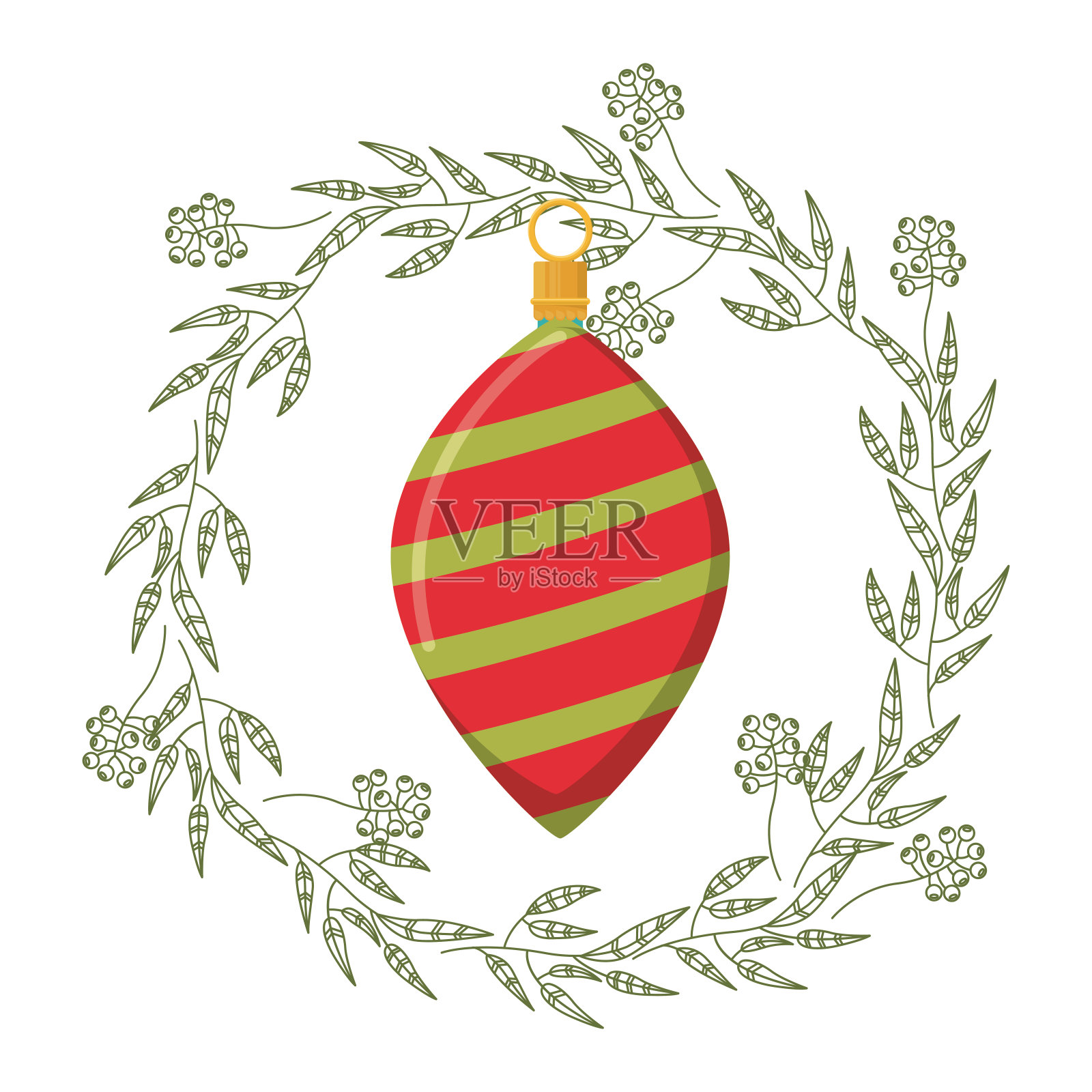 圣诞花环装饰插画图片素材