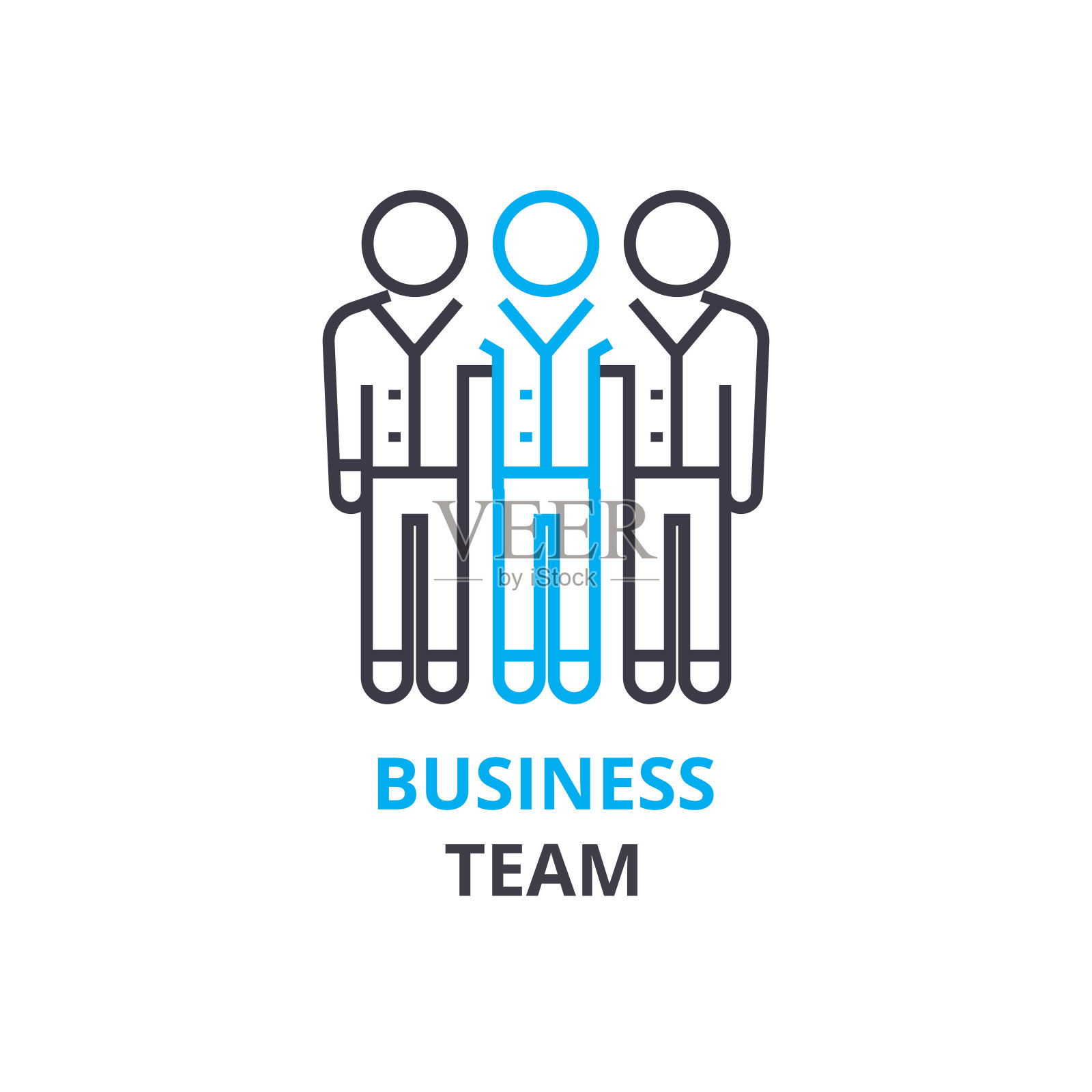 业务团队概念,轮廓图标,线形符号,细线象形图,平面矢量,插图图标素材