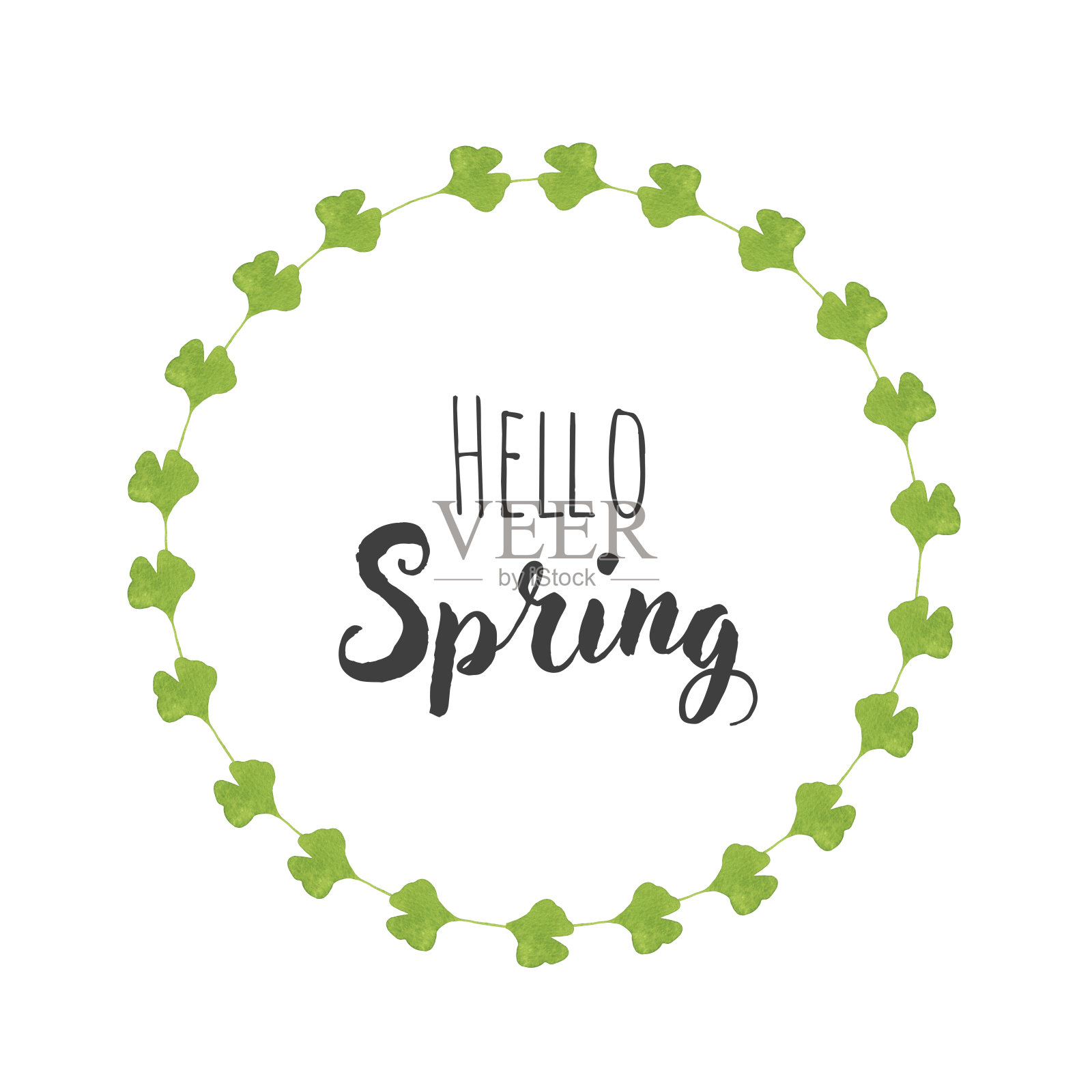 银杏叶水彩花环插画图片素材