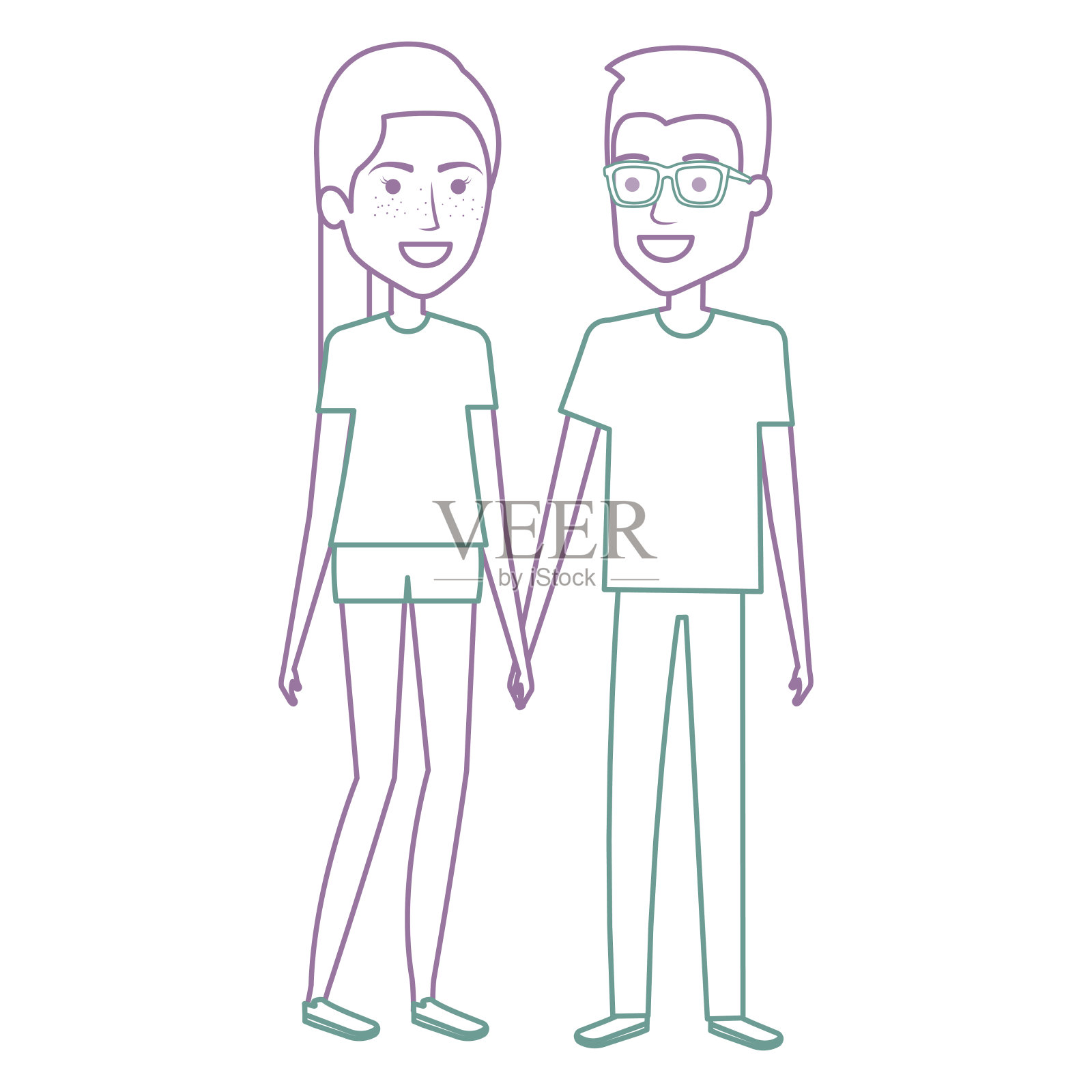 情侣化身角色插画图片素材