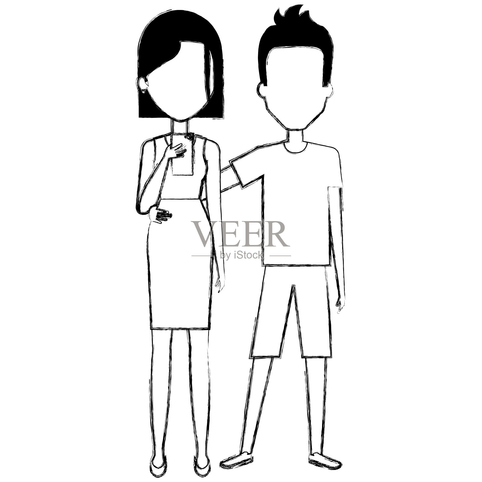 情侣用智能手机打电话设计元素图片