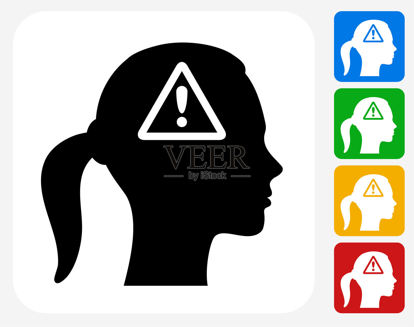 注意标志、感叹号、面部轮廓插画图片素材