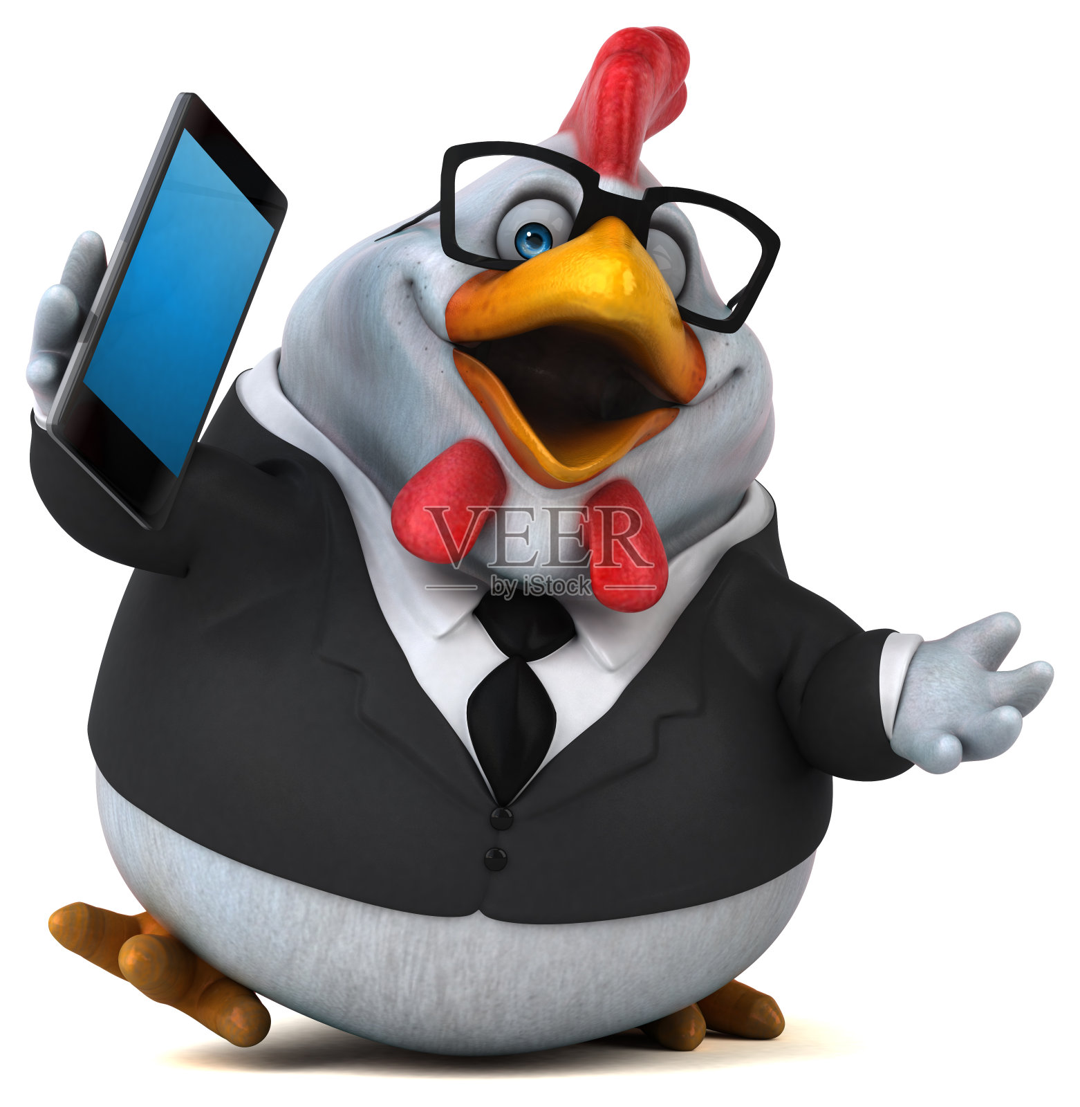 有趣的鸡- 3D插图照片摄影图片