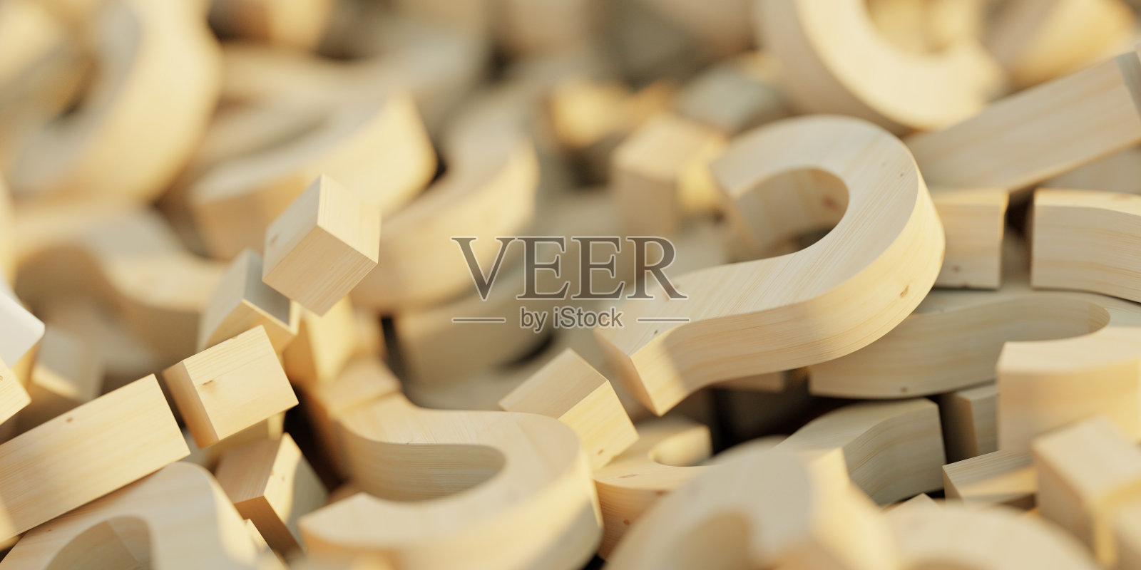 无限木制问号,原始3d渲染照片摄影图片