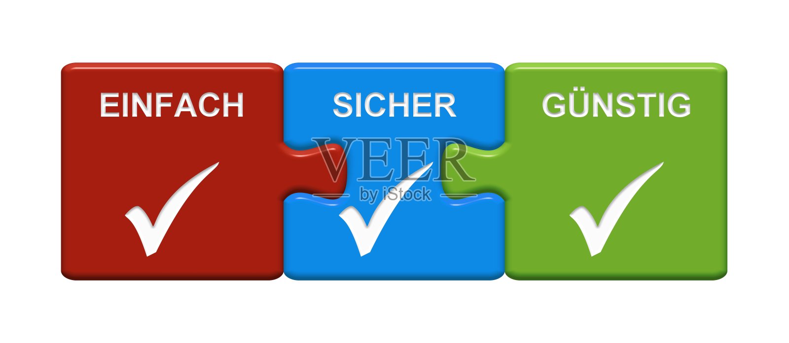 3个拼图按钮显示简单安全廉价的德国照片摄影图片