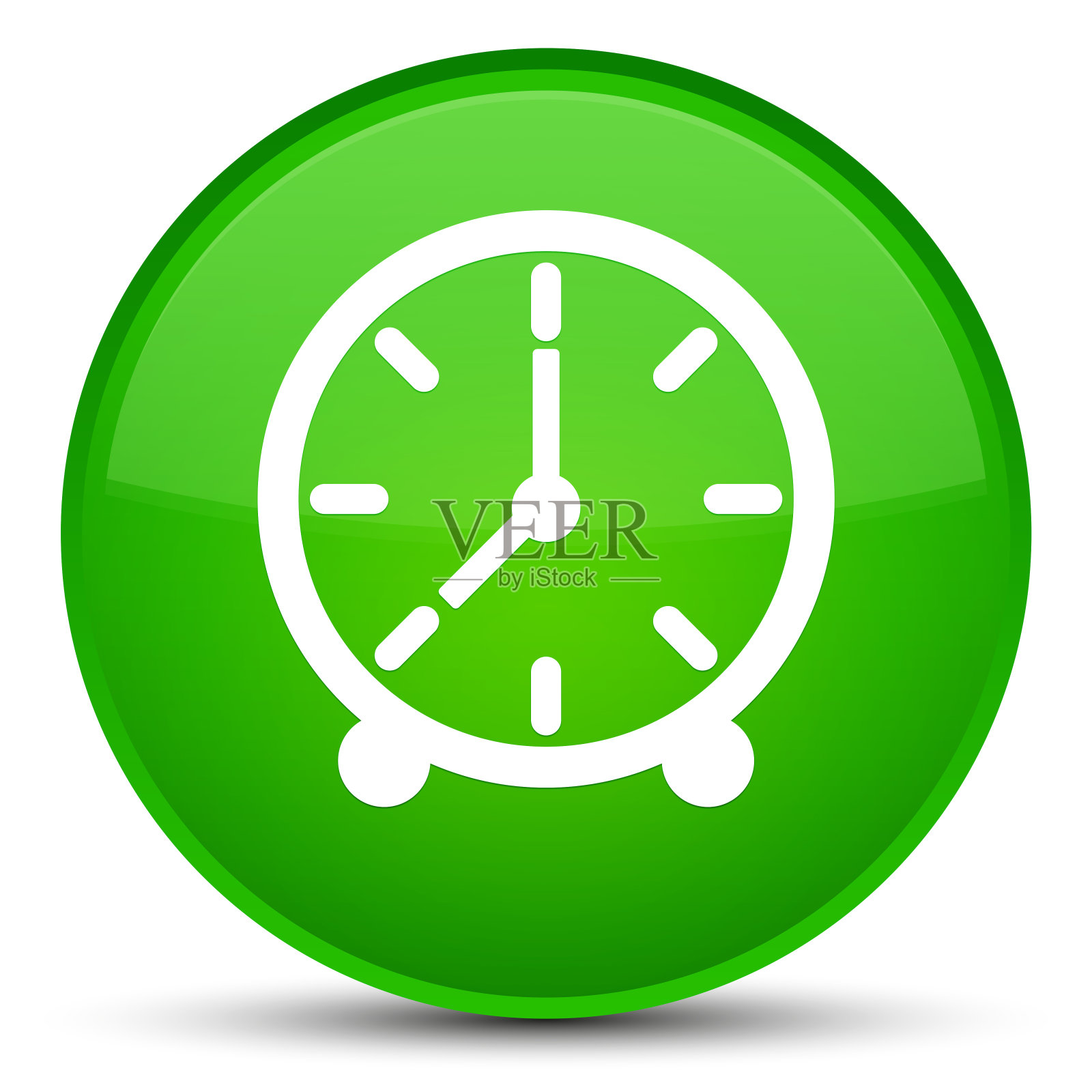 时钟图标特殊绿色圆形按钮插画图片素材