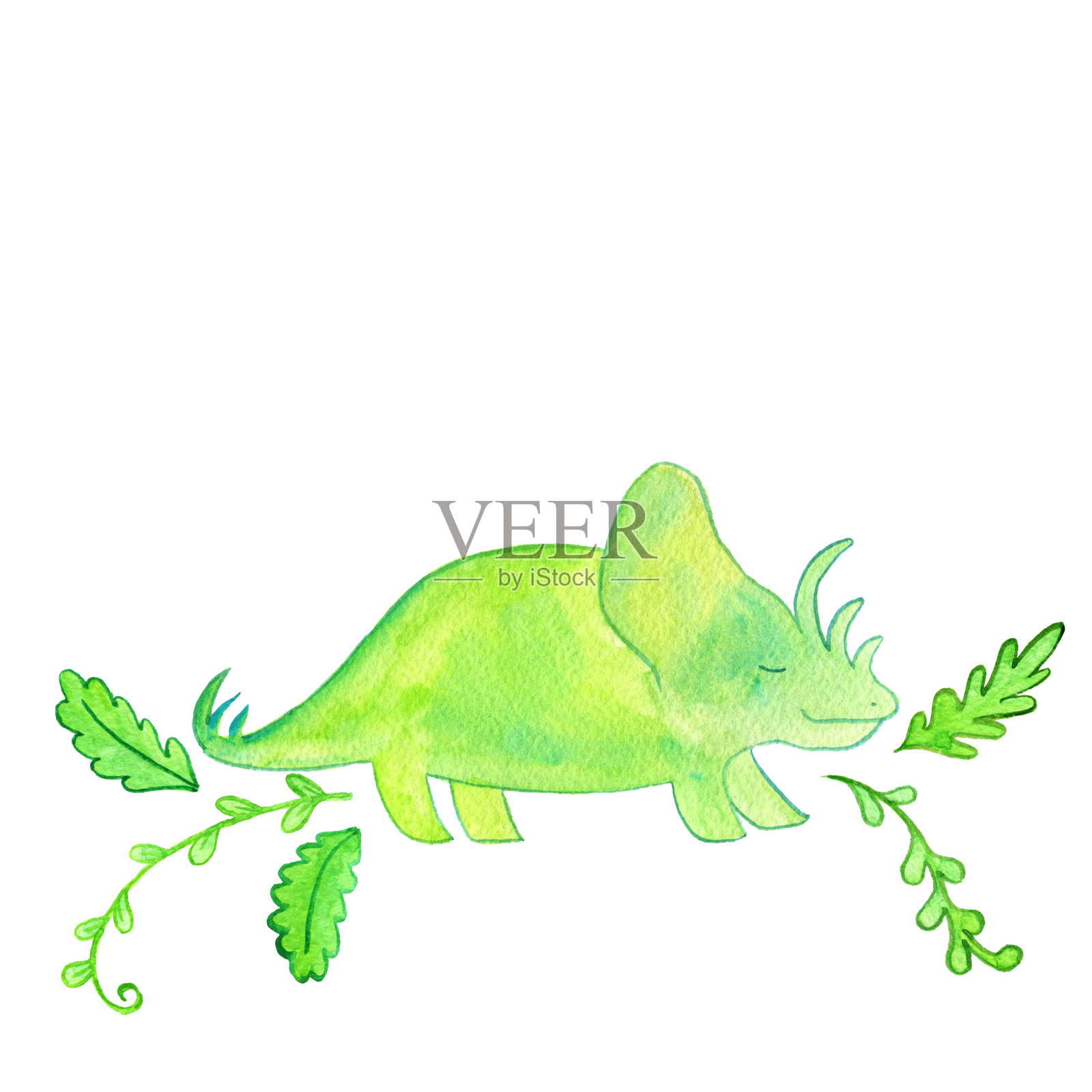 恐龙与史前植物插画图片素材