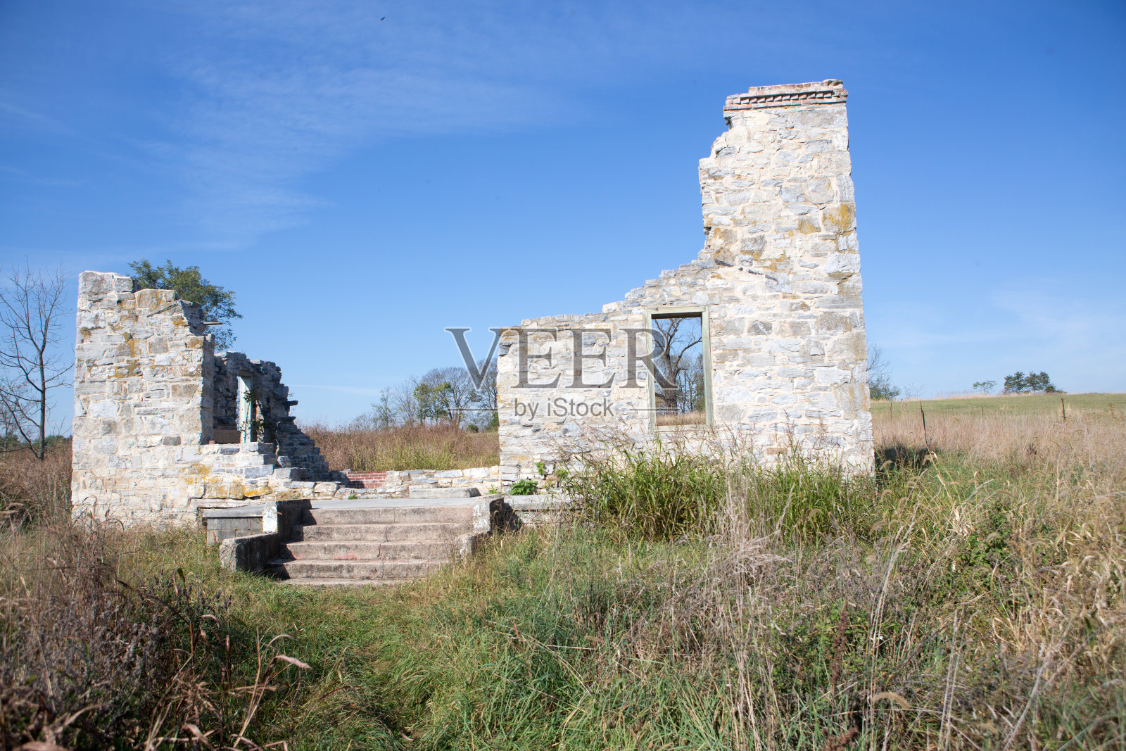 美国西弗吉尼亚州哈珀斯费里附近内战时期的废墟。照片摄影图片