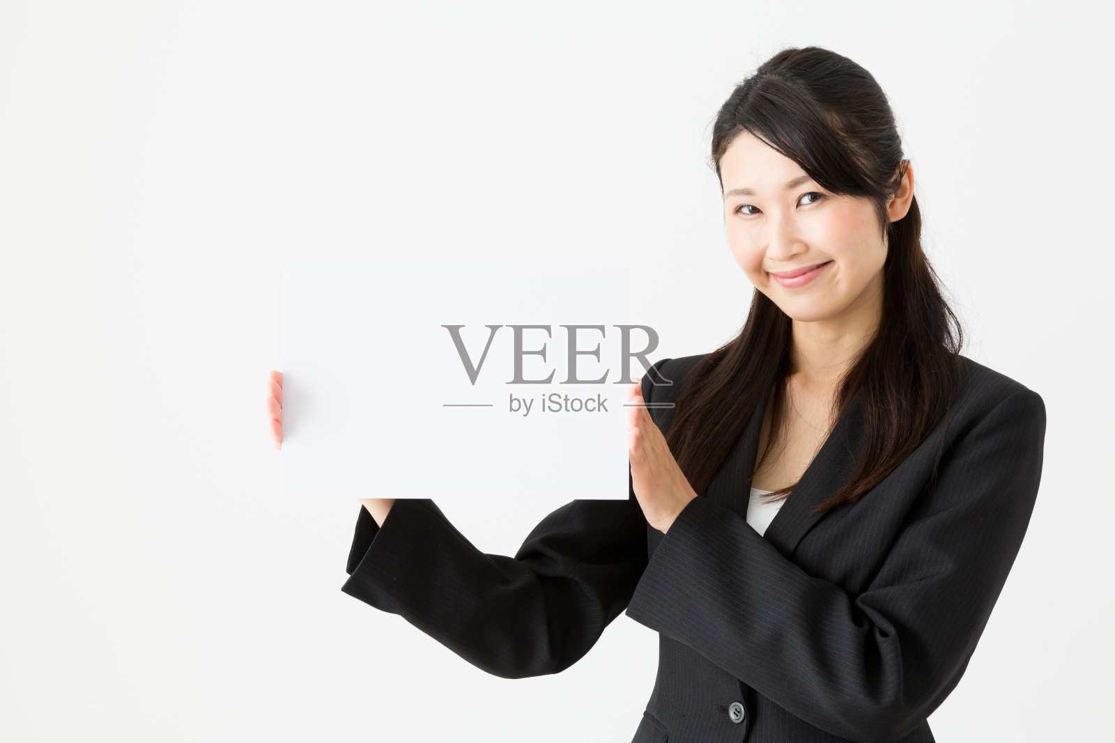 亚洲女商人的肖像孤立在白色的背景照片摄影图片