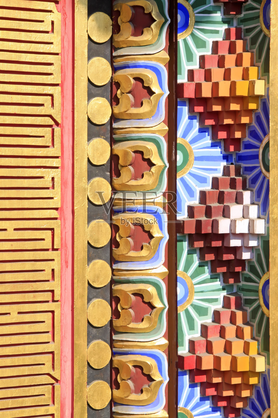 寺庙里的彩绘木头,特写照片照片摄影图片