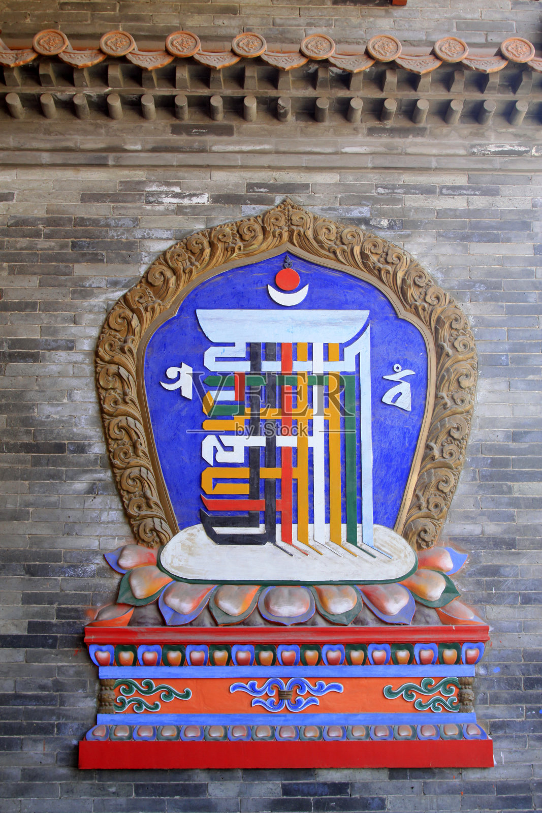 神秘的佛教图案和符号在一个寺庙,特写照片照片摄影图片