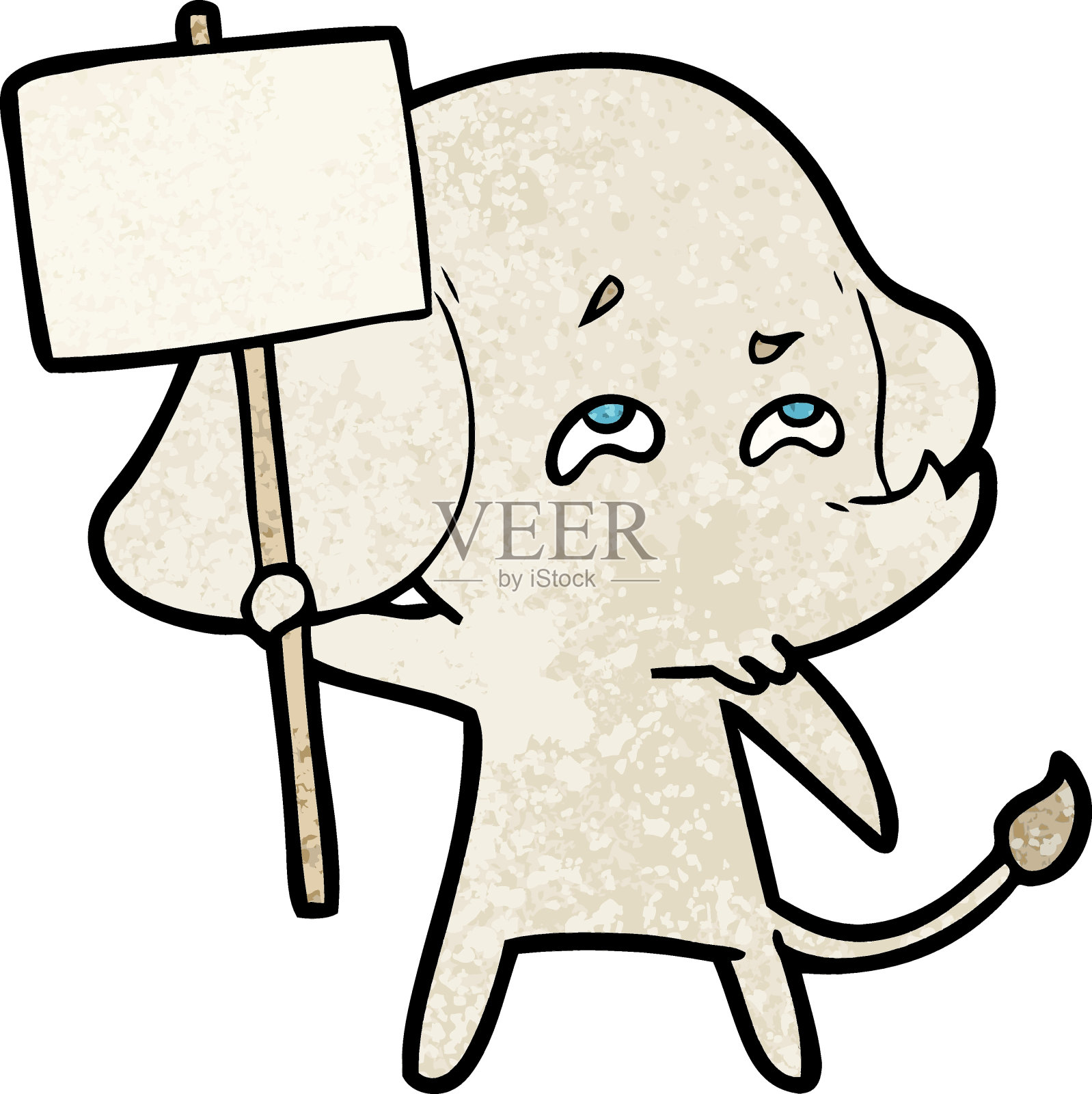 卡通大象与符号记忆插画图片素材