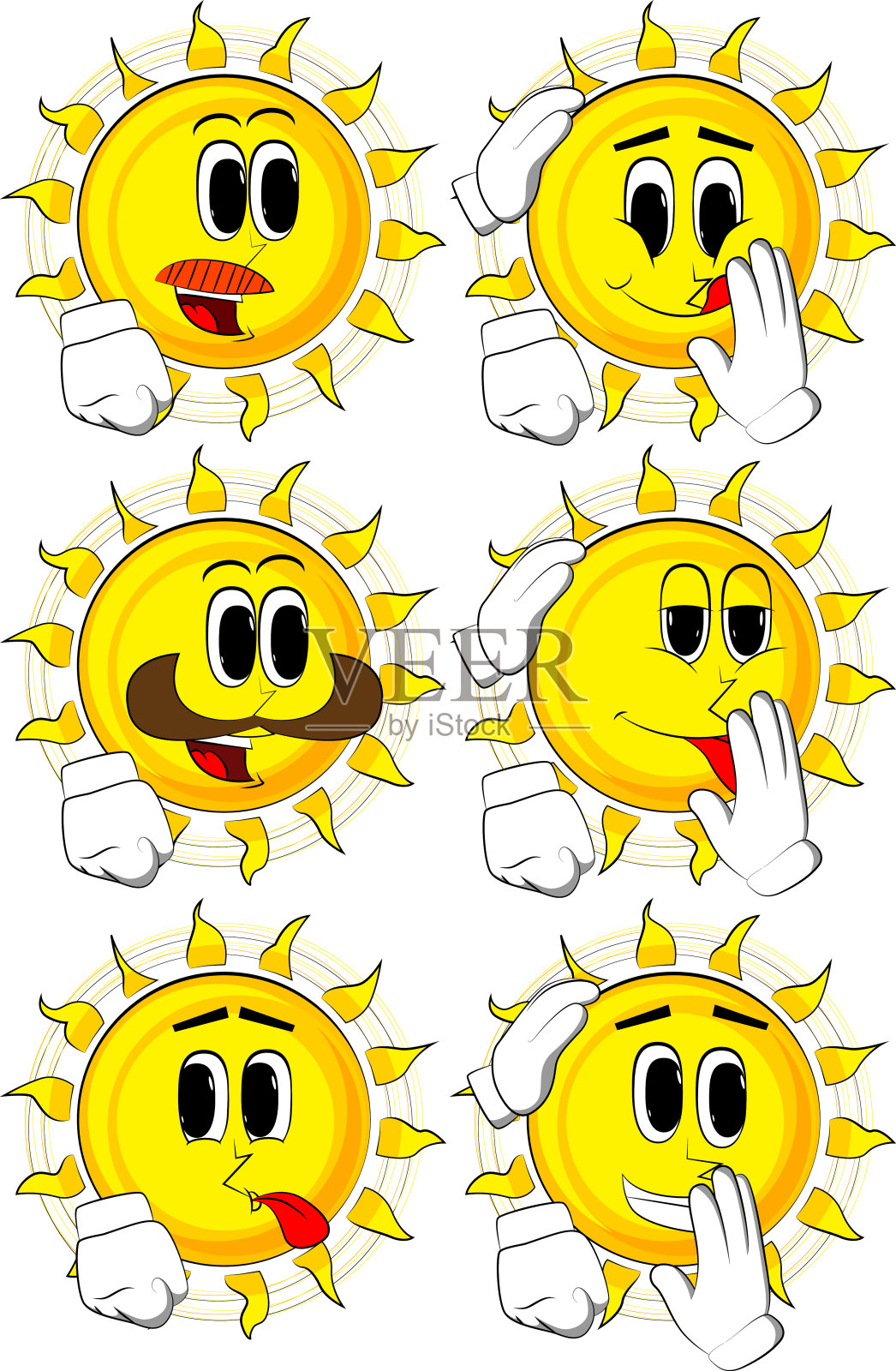 卡通太阳安慰另一个太阳。插画图片素材