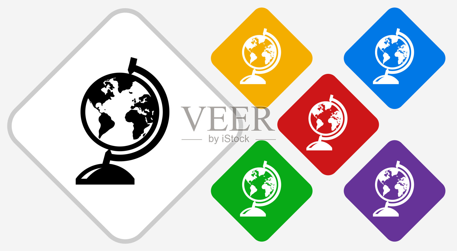 地球站彩色钻石矢量图标插画图片素材