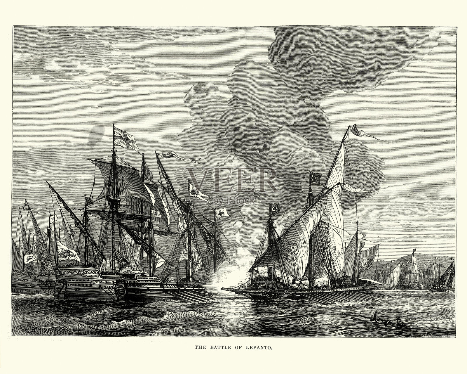 勒班陀战役(1571年插画图片素材