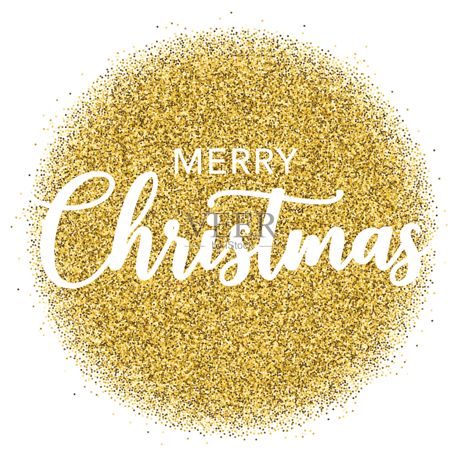 金色闪光圣诞快乐印刷在透明的背景插画图片素材