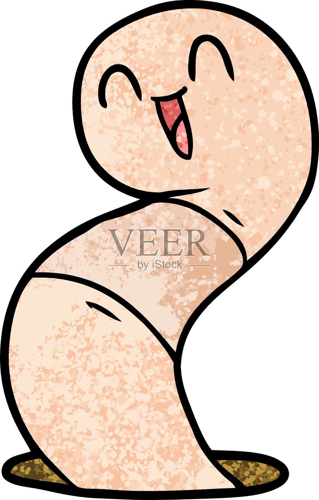 卡通快乐蠕虫插画图片素材