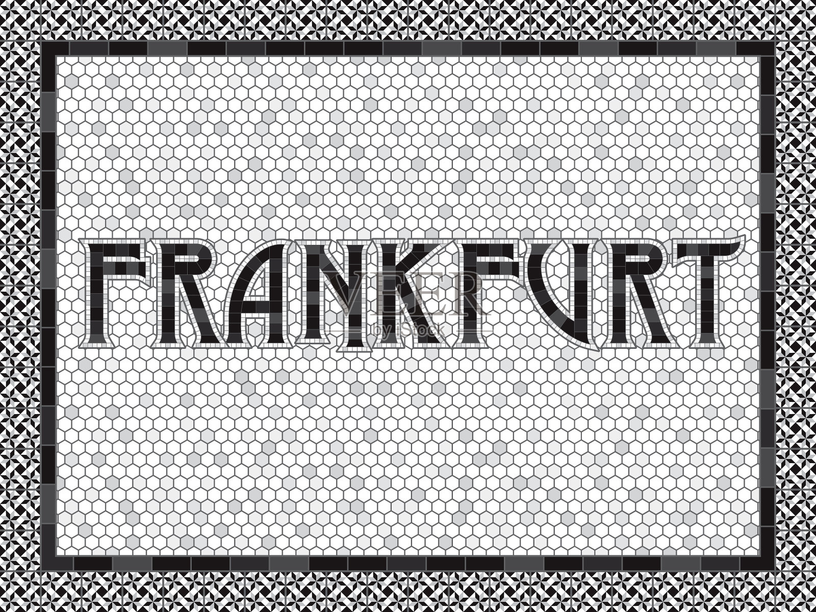 法兰克福老式马赛克瓷砖排版插画图片素材