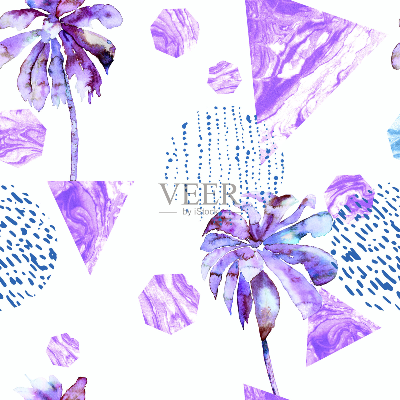 几何棕榈模式。插画图片素材