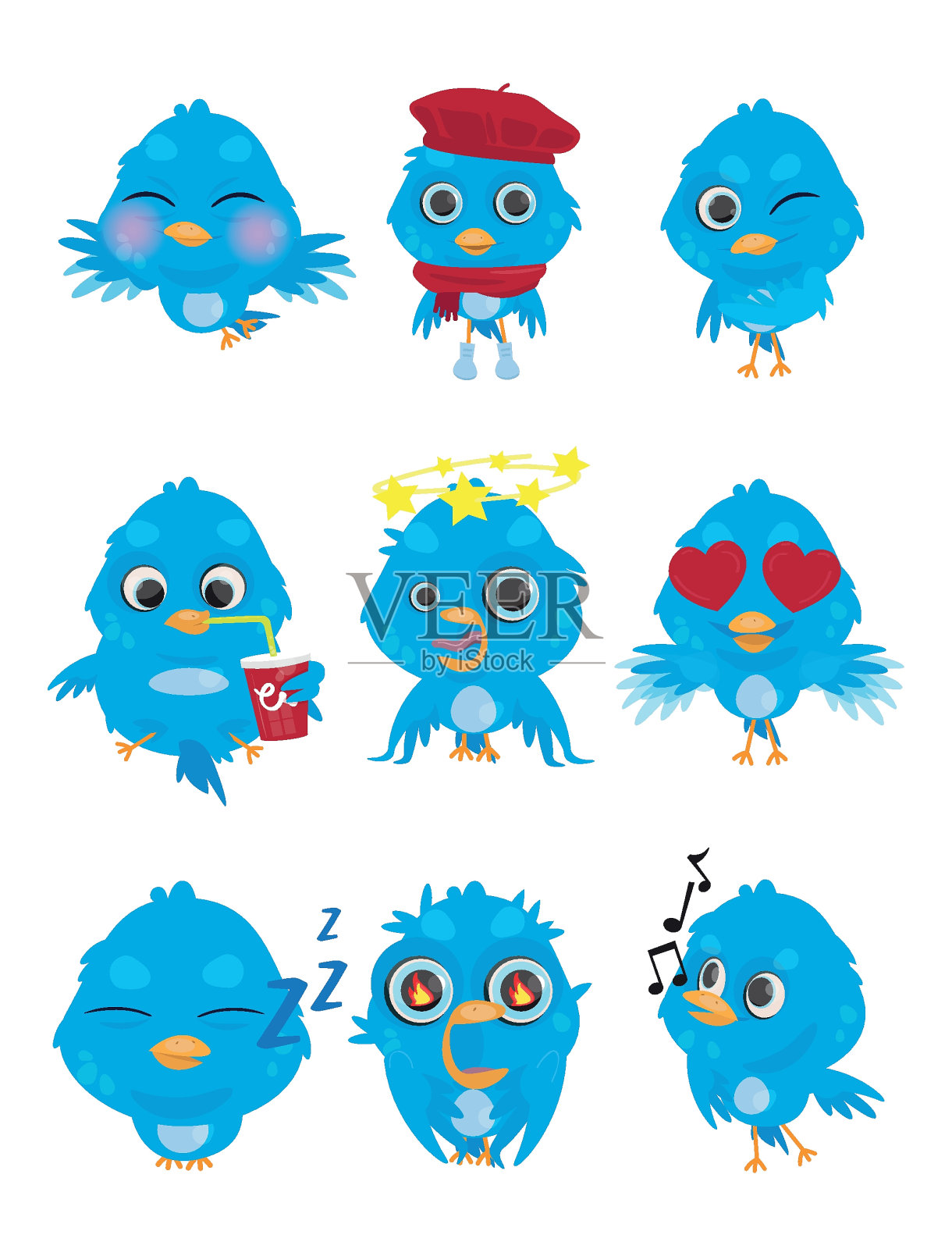 小鸟图标设置插画图片素材