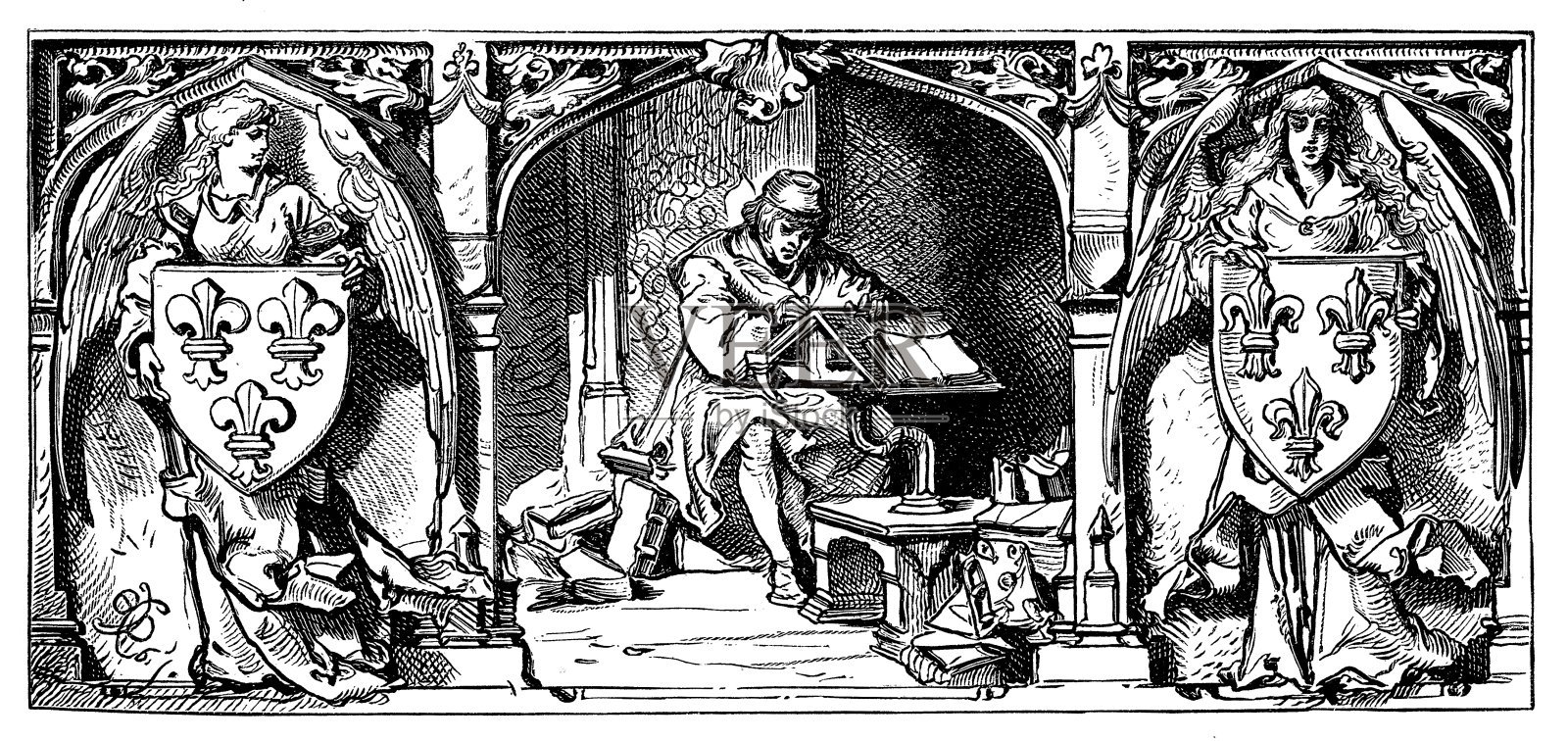 与西班牙交战的西欧新教插画图片素材