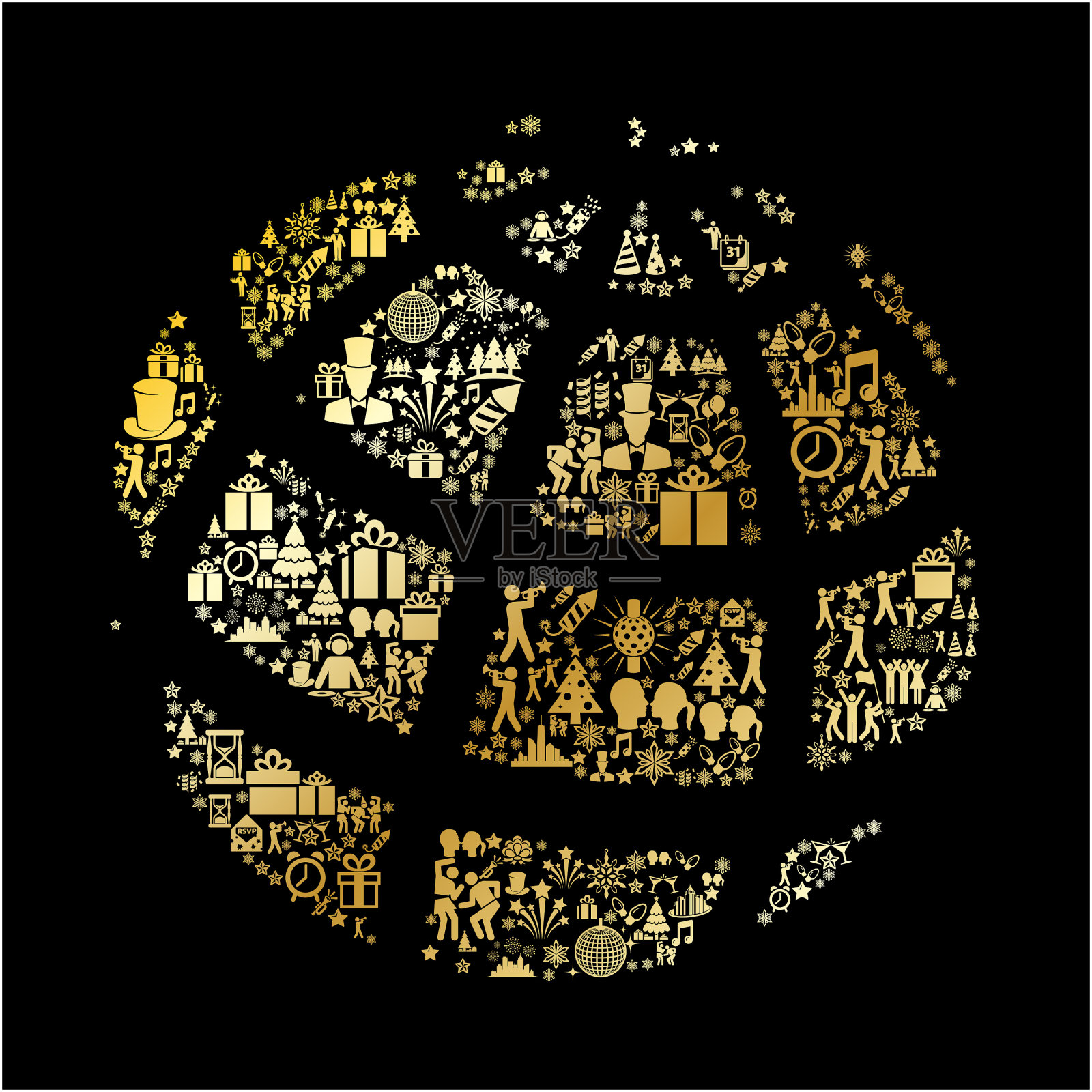 全球新年黄金庆祝晚会插画图片素材