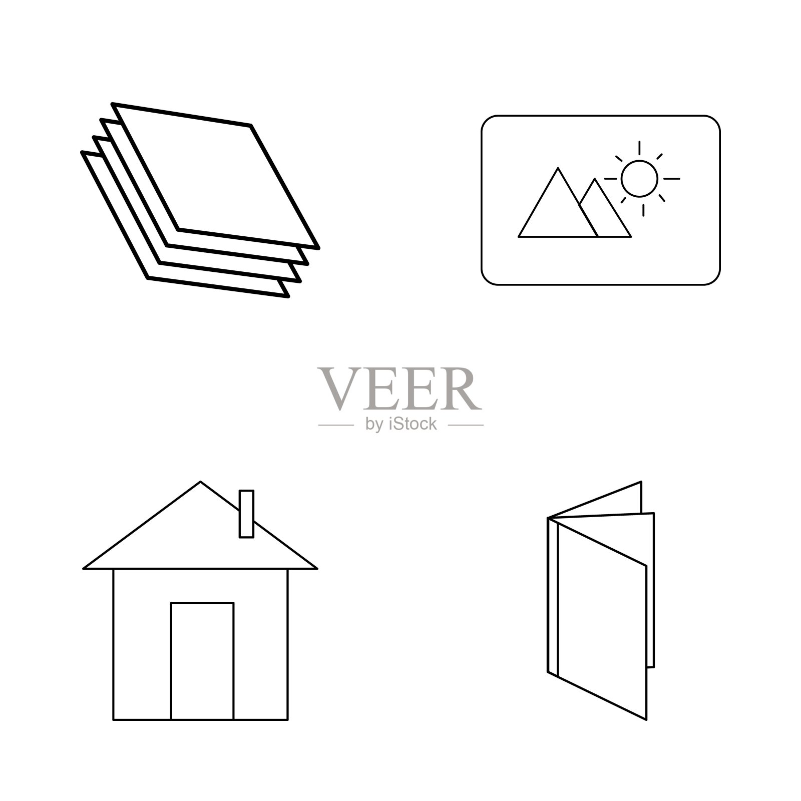 基本元素轮廓图标集。线性图标图标素材