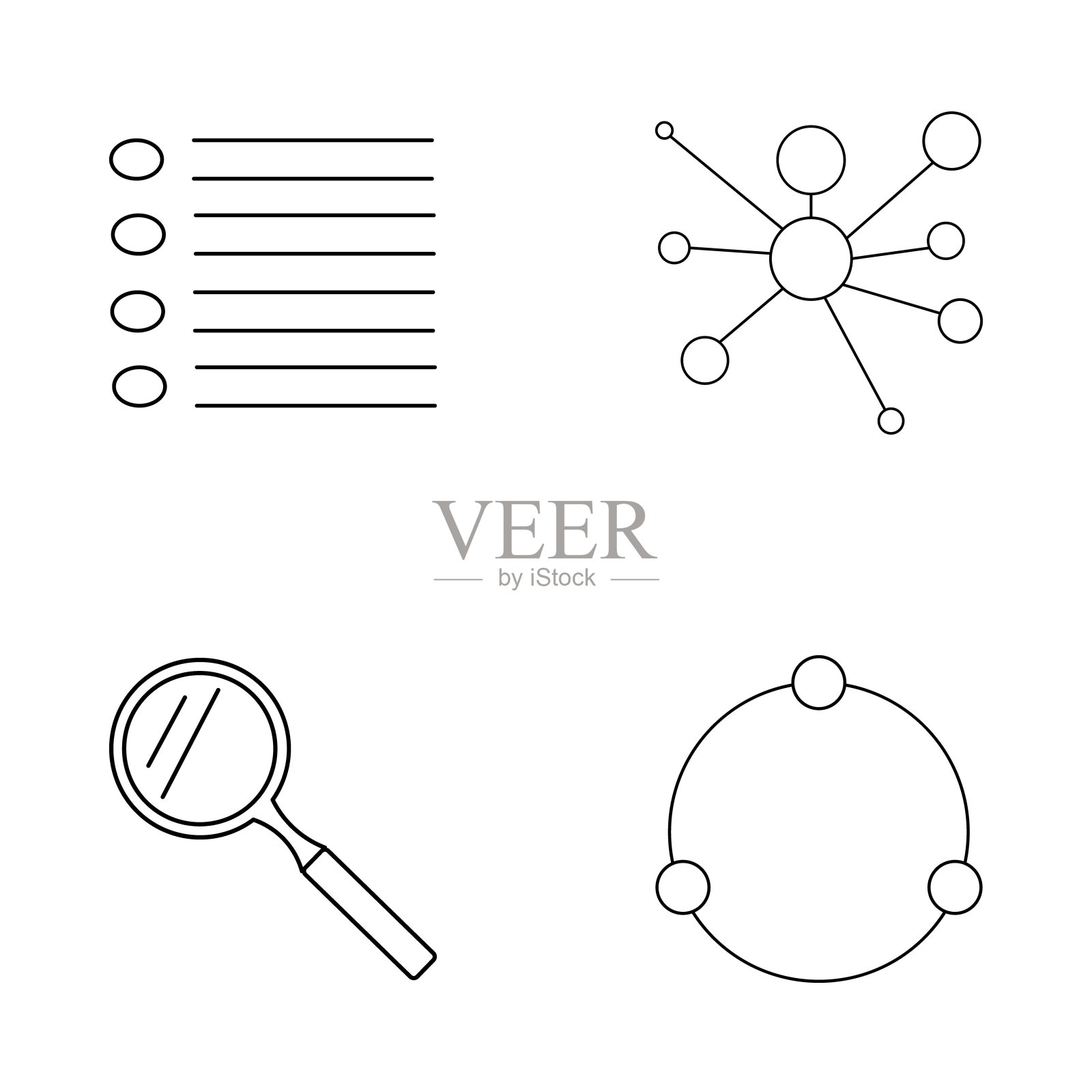 基本元素轮廓图标集。线性图标图标素材