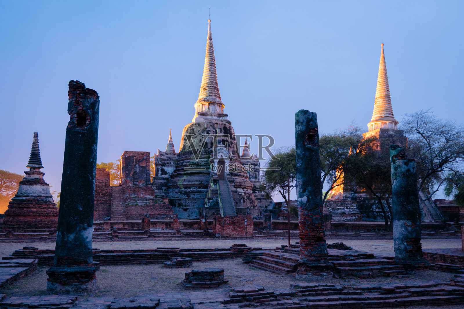 大城府历史公园黄昏,泰国照片摄影图片