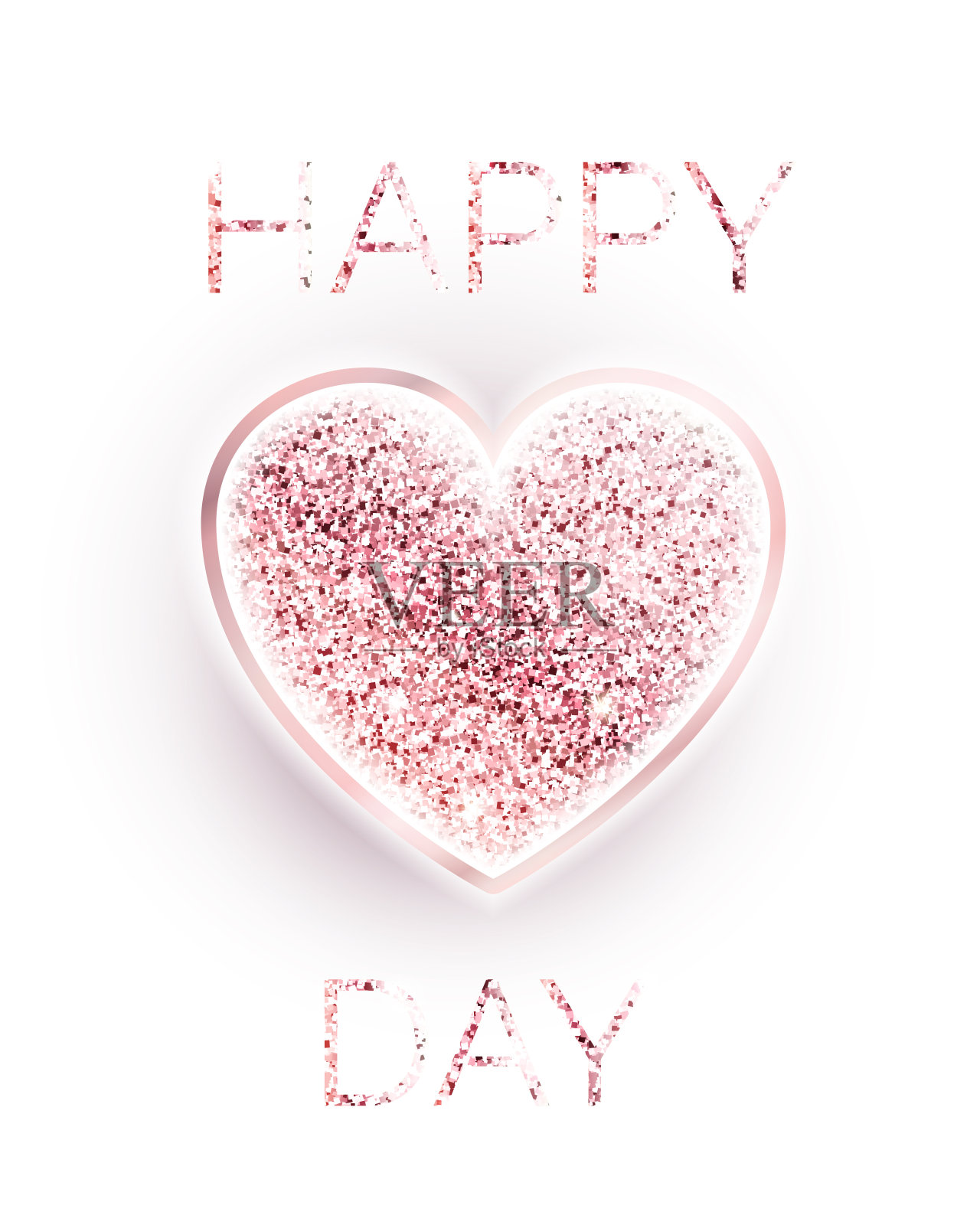 情人节:闪光粉色爱心插画图片素材