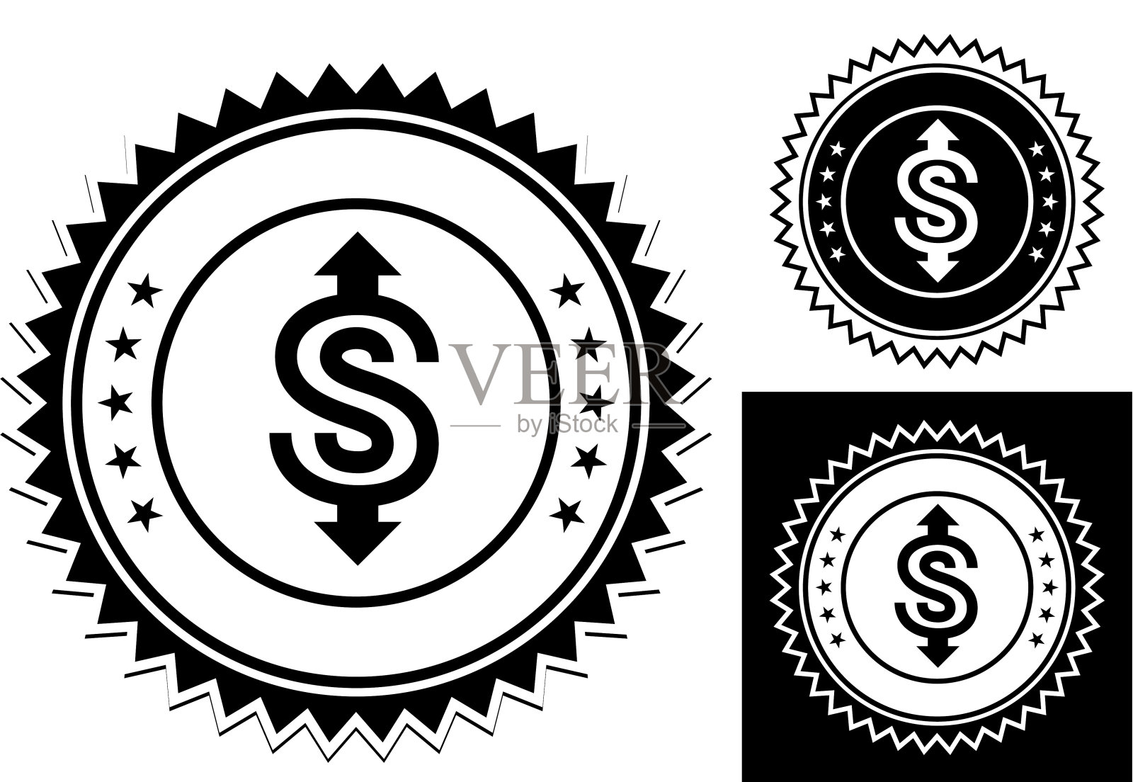 货币美元符号与箭。插画图片素材