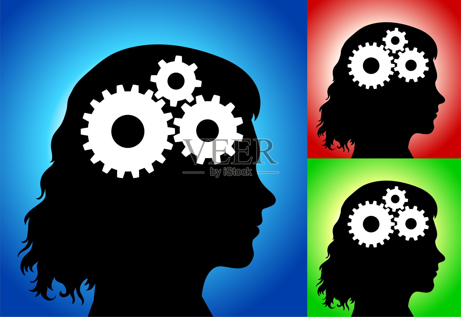 心灵的齿轮插画图片素材