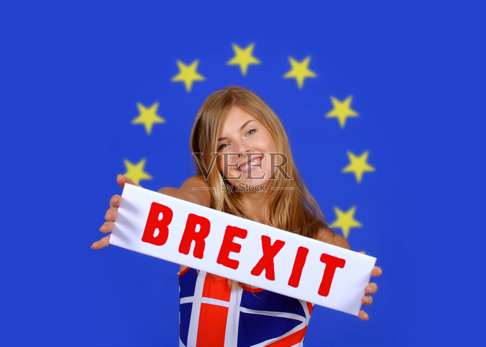 Brexit快乐女孩照片摄影图片