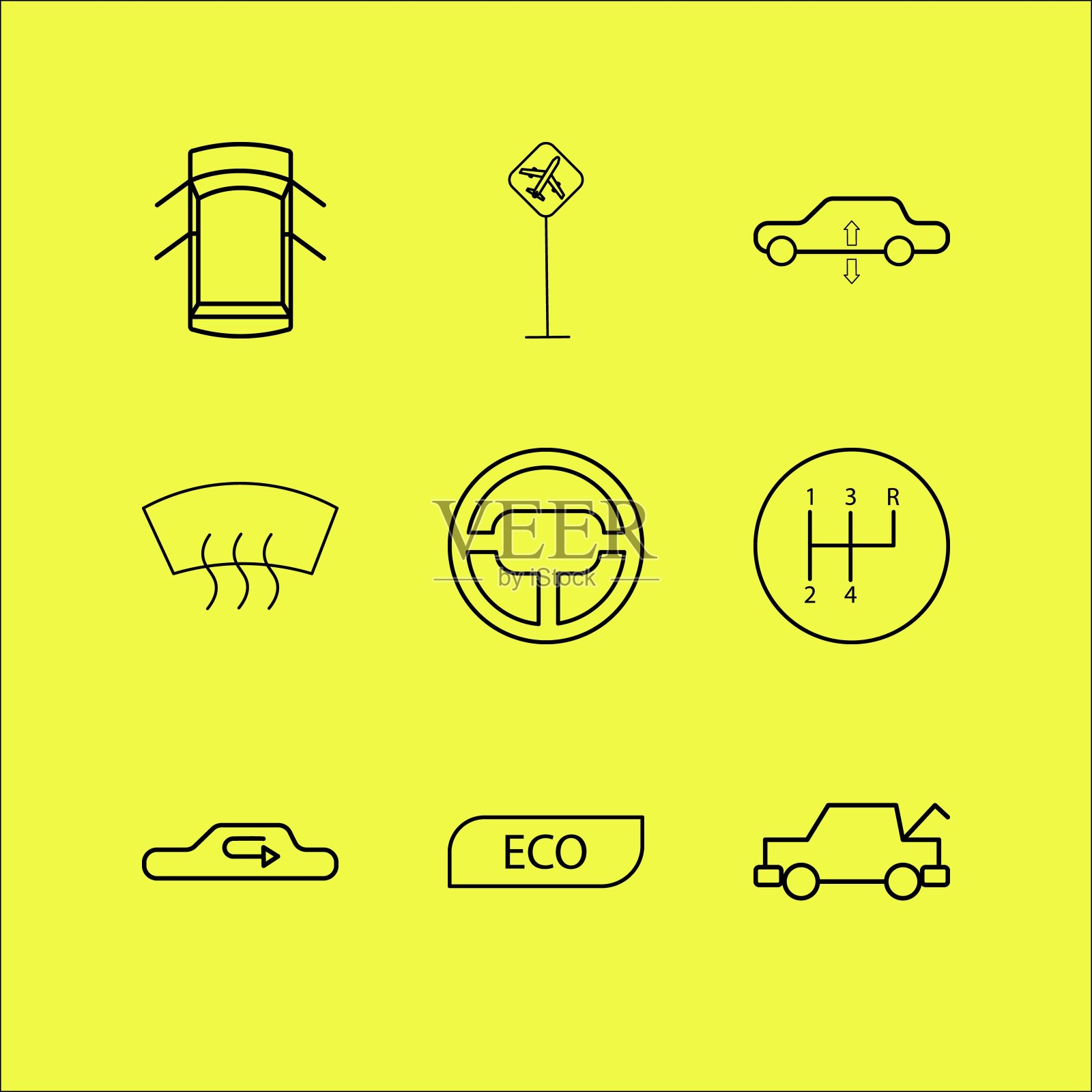 运输和运输线性图标集图标素材