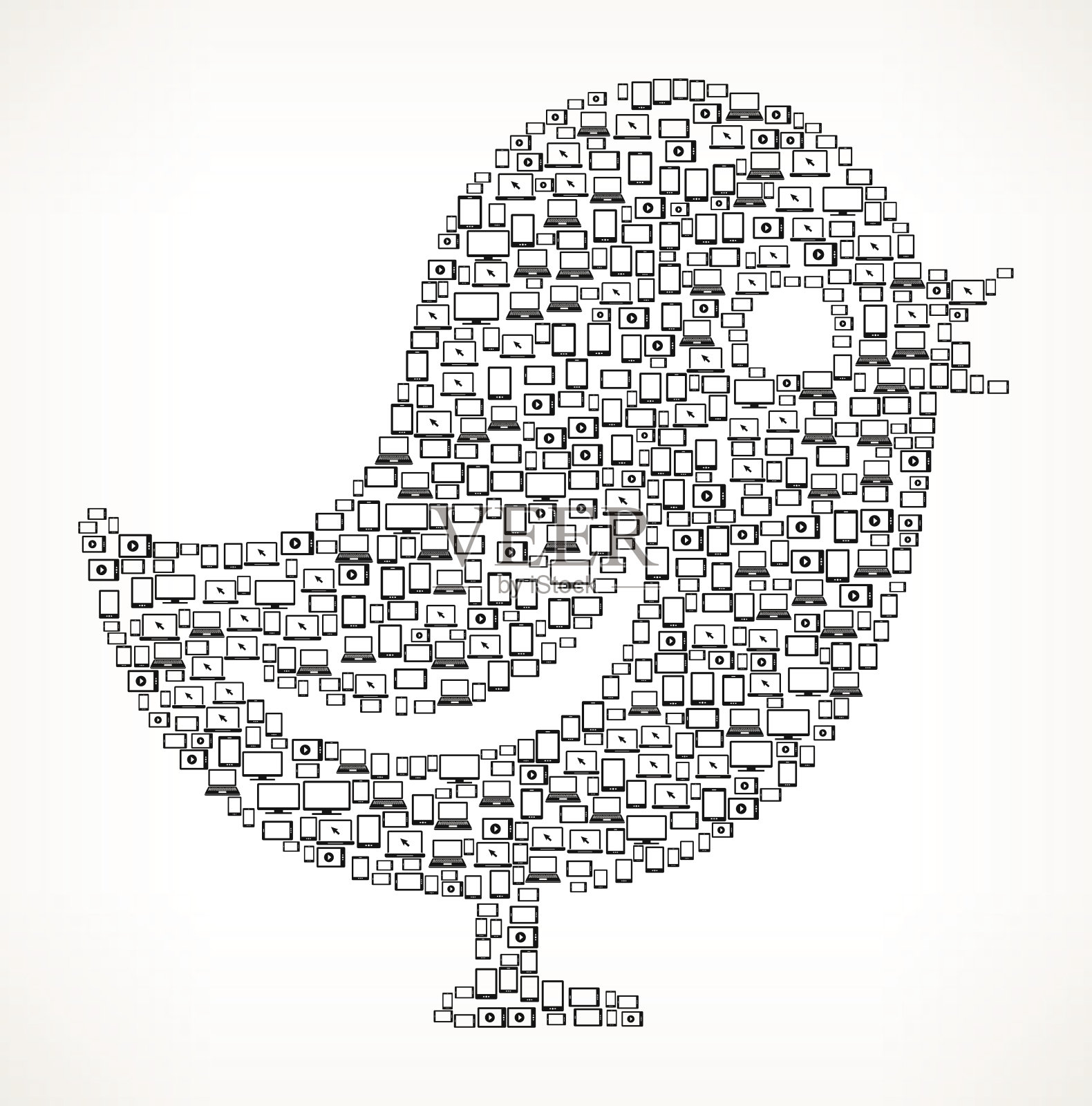 鸟数字屏幕和智能手机版税免费矢量艺术插画图片素材