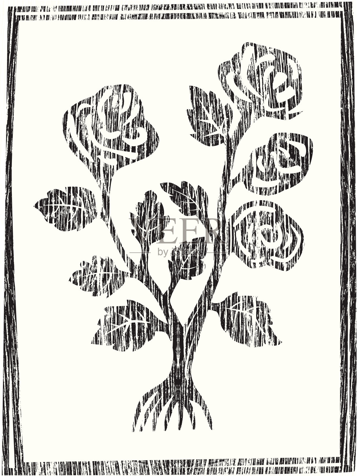 木板的玫瑰插画图片素材