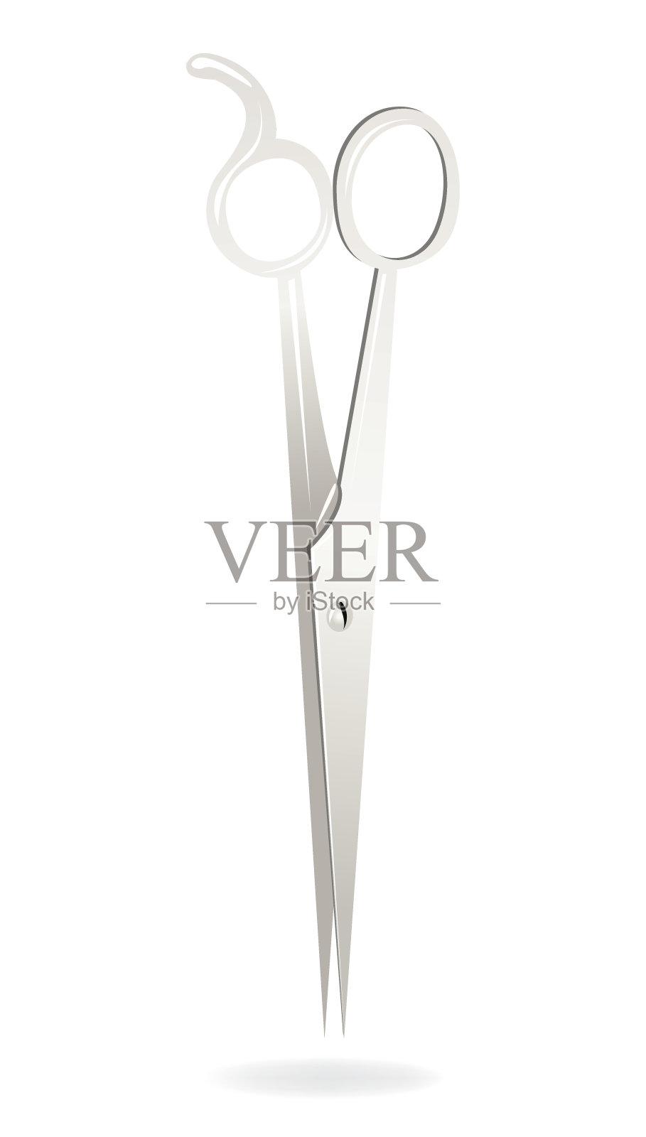 银色尖头理发剪刀在白色的背景插画图片素材