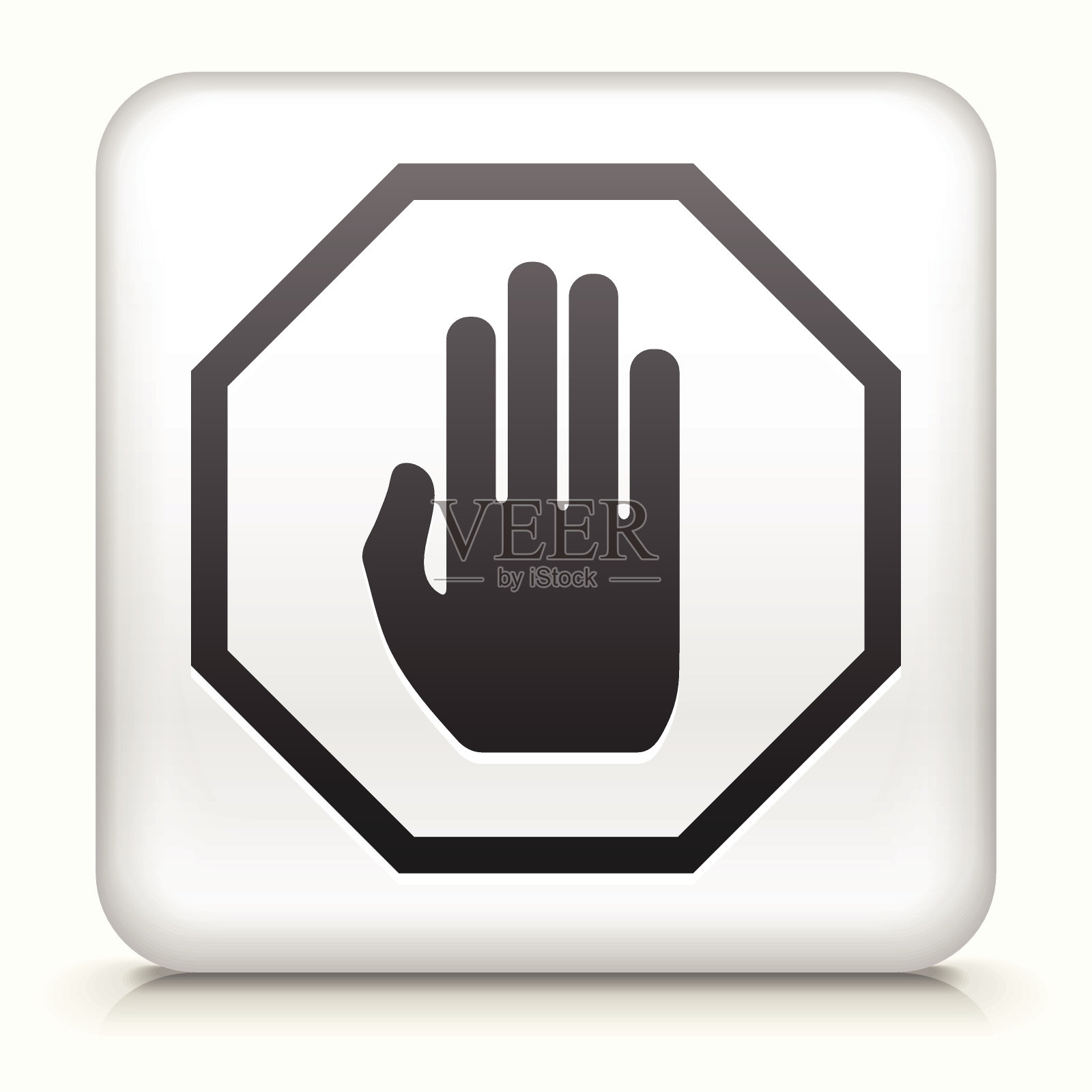 方形按钮与停止标志界面图标图标素材