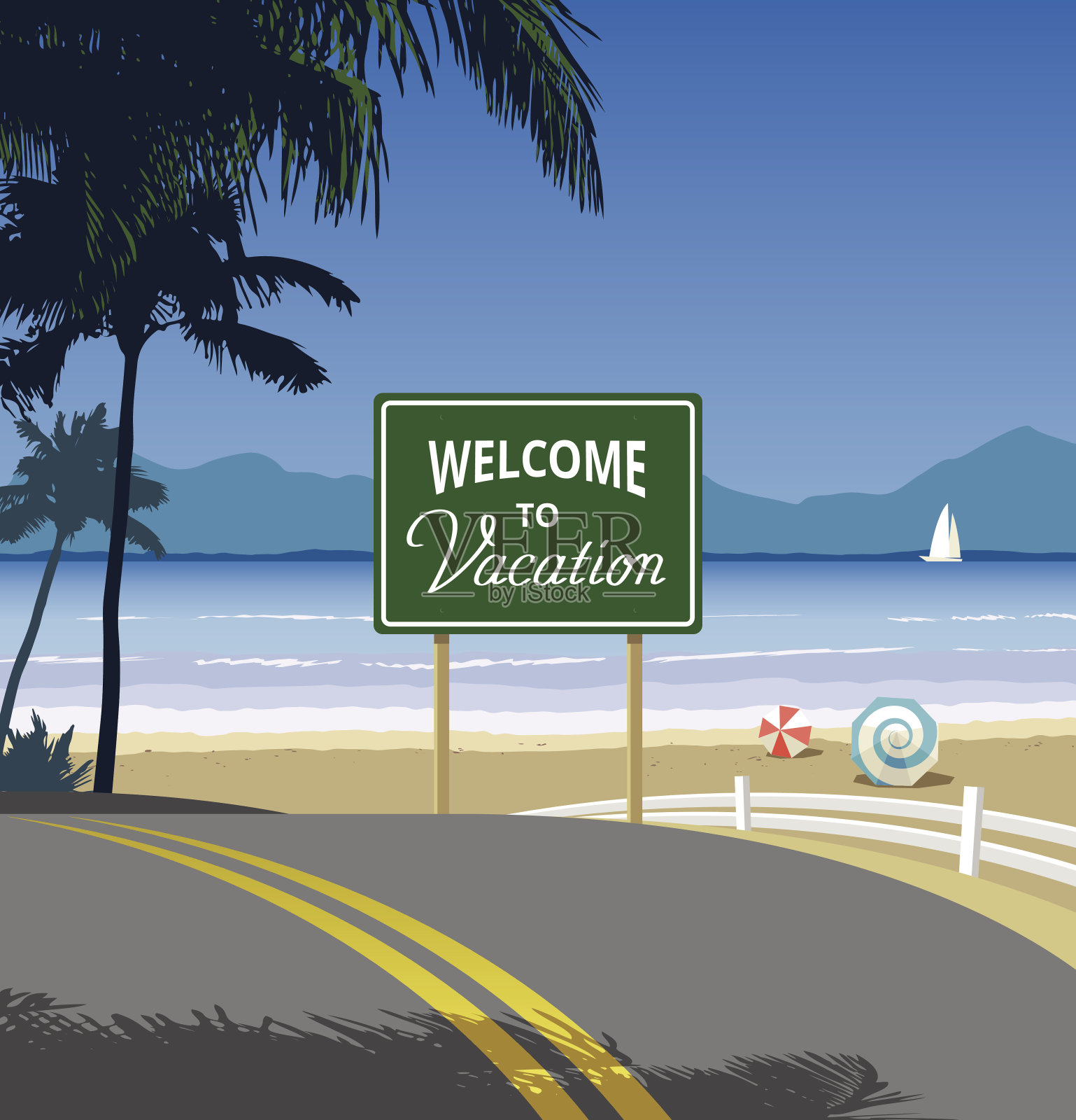 欢迎来度假插画图片素材