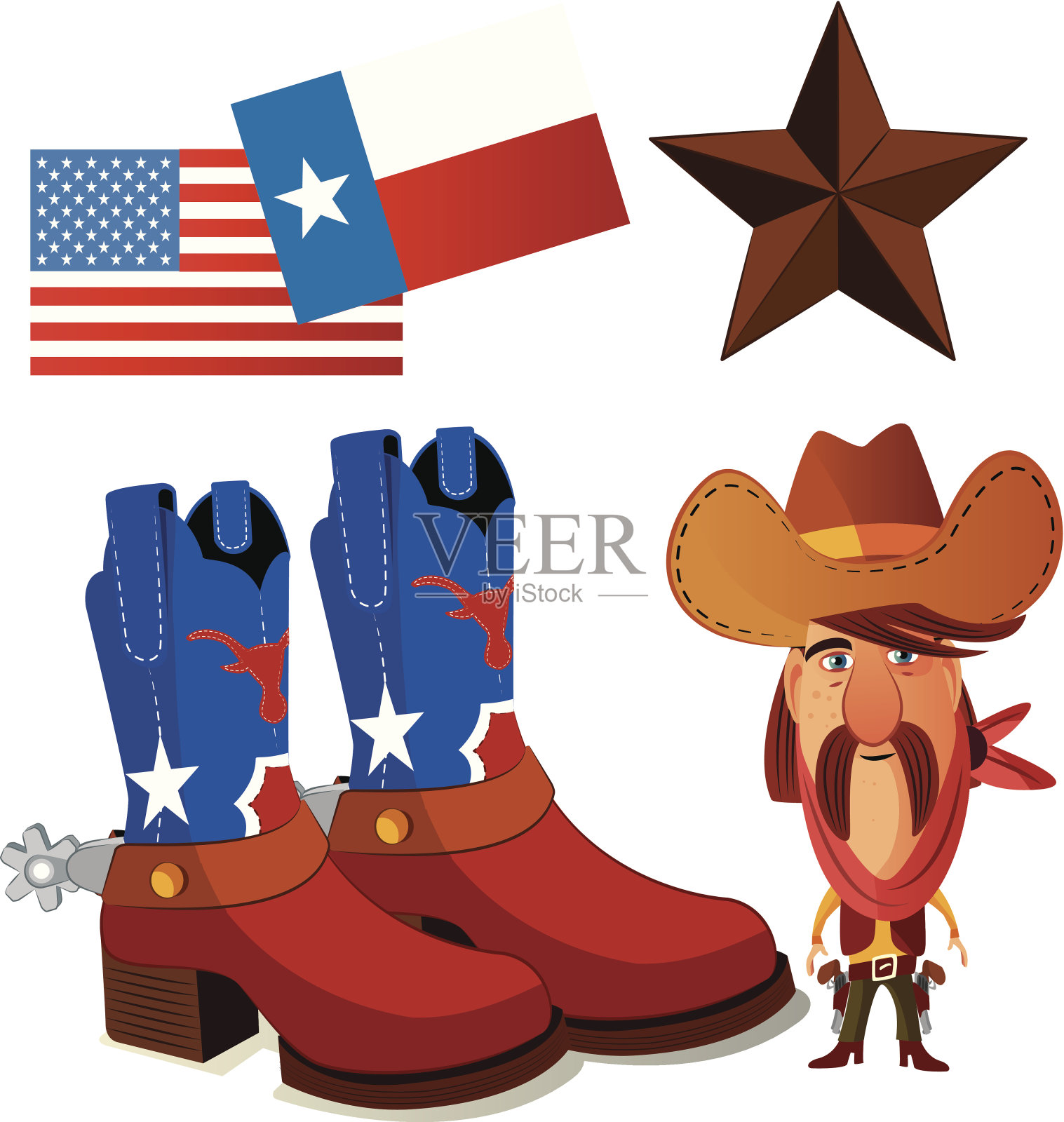 德克萨斯州的符号设计元素图片